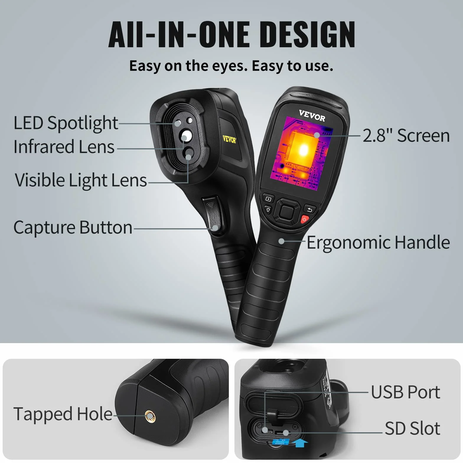 Vevor Sc240 Thermal Imaging Camera Termowizor, Czarny, 64 Gb