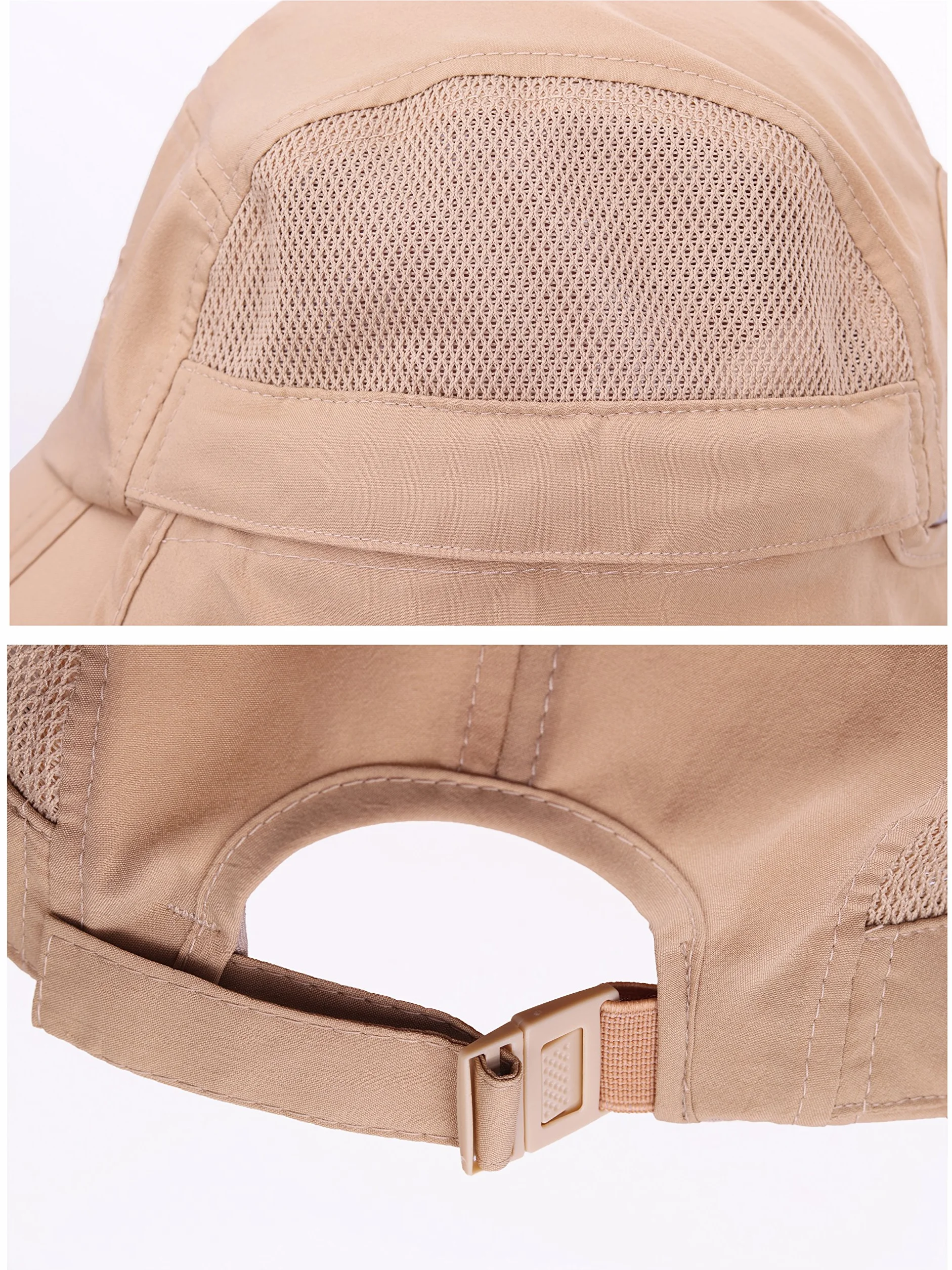 Unisex Safari Cap z bardzo długą ochroną karku, ochrona przed promieniowaniem UV, składana czapka baseballowa na kemping, do aktywności na świeżym powietrzu, dla obwodu głowy 50-54 56-60