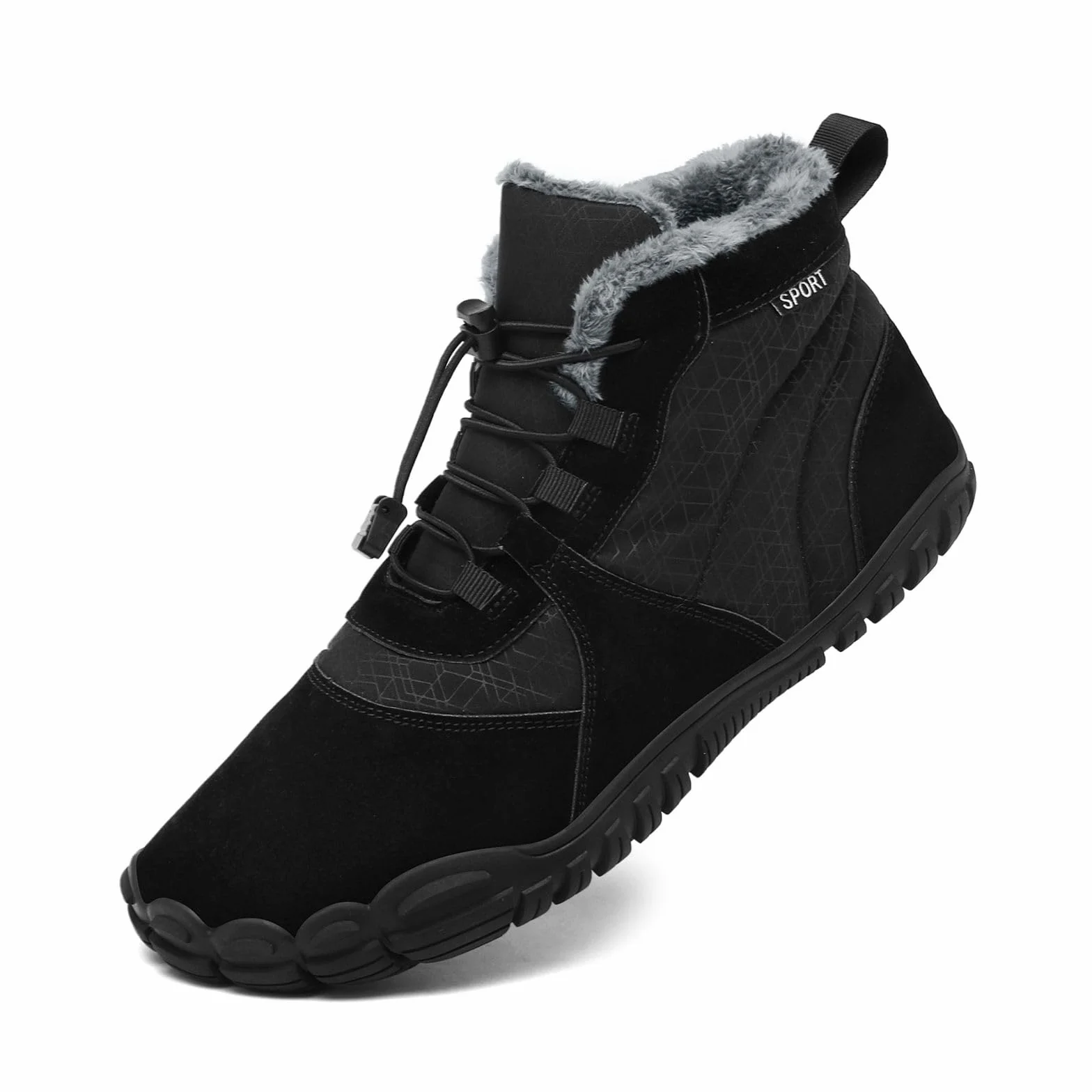 AONETIGER Zimowe buty na boso męskie i damskie śniegowce outdoorowe wodoodporne ciepłe futrzane podszewki buty do chodzenia lekkie antypoślizgowe buty turystyczne rozmiar 4-13 UK