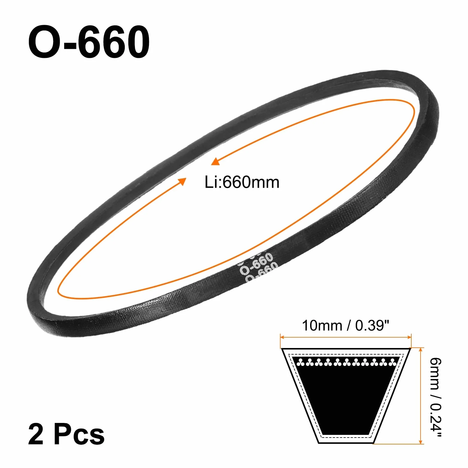 QUARKZMAN 2 szt. O-660 O pasek V 660 mm długość wewnętrzna x 0,39 cala szerokość x 0,24 cala wysokość, gumowy pasek napędowy typu O