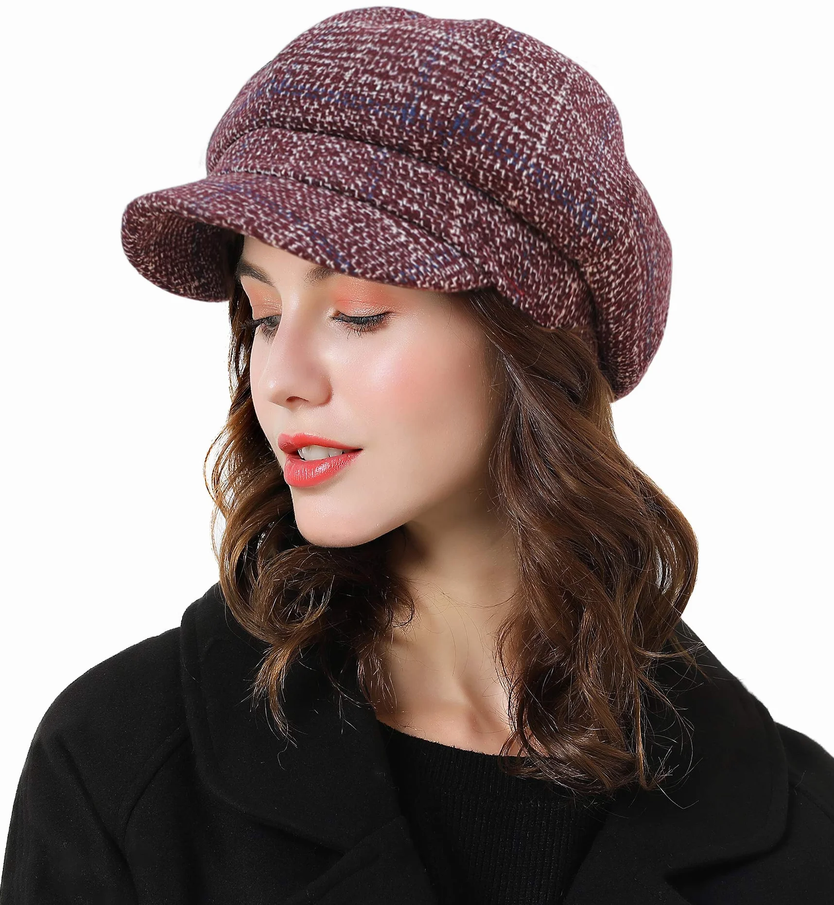 Superora Damska czapka z daszkiem beret zimowa Newsboy Cap Bakerboy