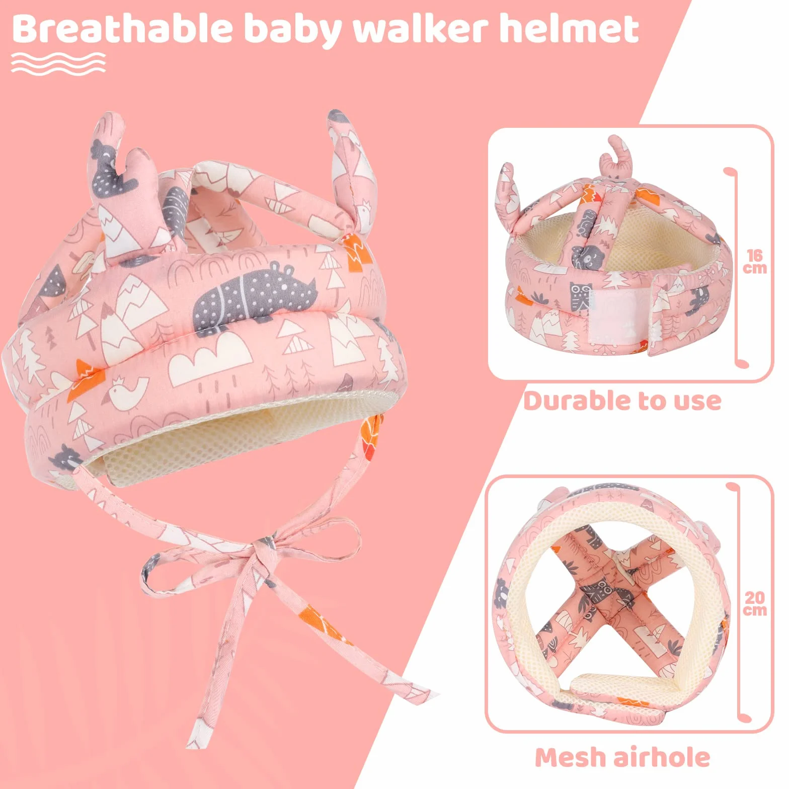 2 szt. Kask ochronny dla niemowląt, odporny na wstrząsy kask ochronny dla niemowląt, czapka ochronna do domu, regulowany kapelusz bawełniany dla dzieci, bezpieczeństwo raczkowania i chodzenia