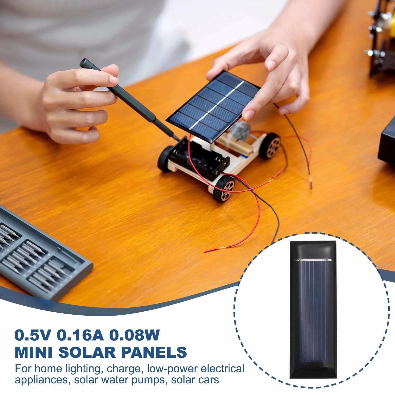 QUARKZMAN 8 sztuk 0,5 V 0,08 W 0,16 A mini moduły słoneczne do energii słonecznej, małe ogniwa fotowoltaiczne do ładowania materiałów elektrycznych DIY, zestaw do zabawek elektrycznych, zestawy