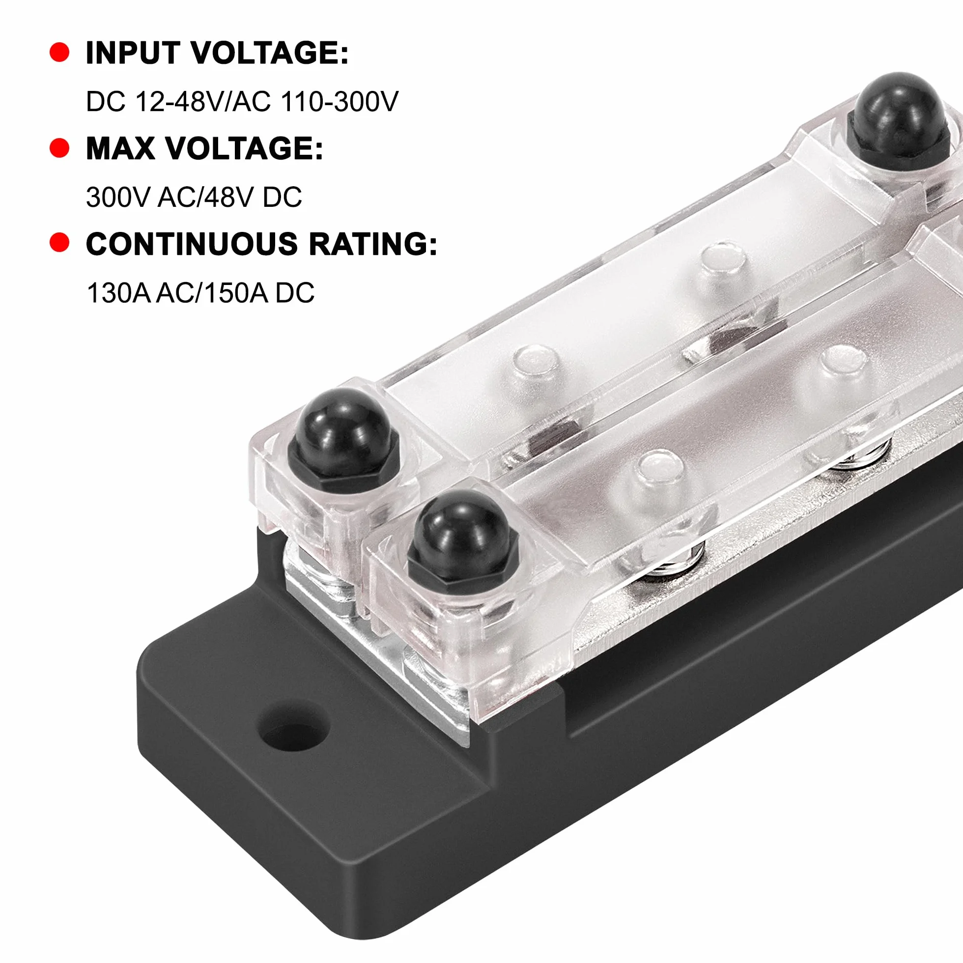 Blok dystrybucji zasilania 12 V-48 V DC Busbar 150A 2-drożny blok zacisków z 8 x M6 Czerwony i czarny zacisk śrubowy do samochodu łodzi czerwony i czarny 2 sztuki