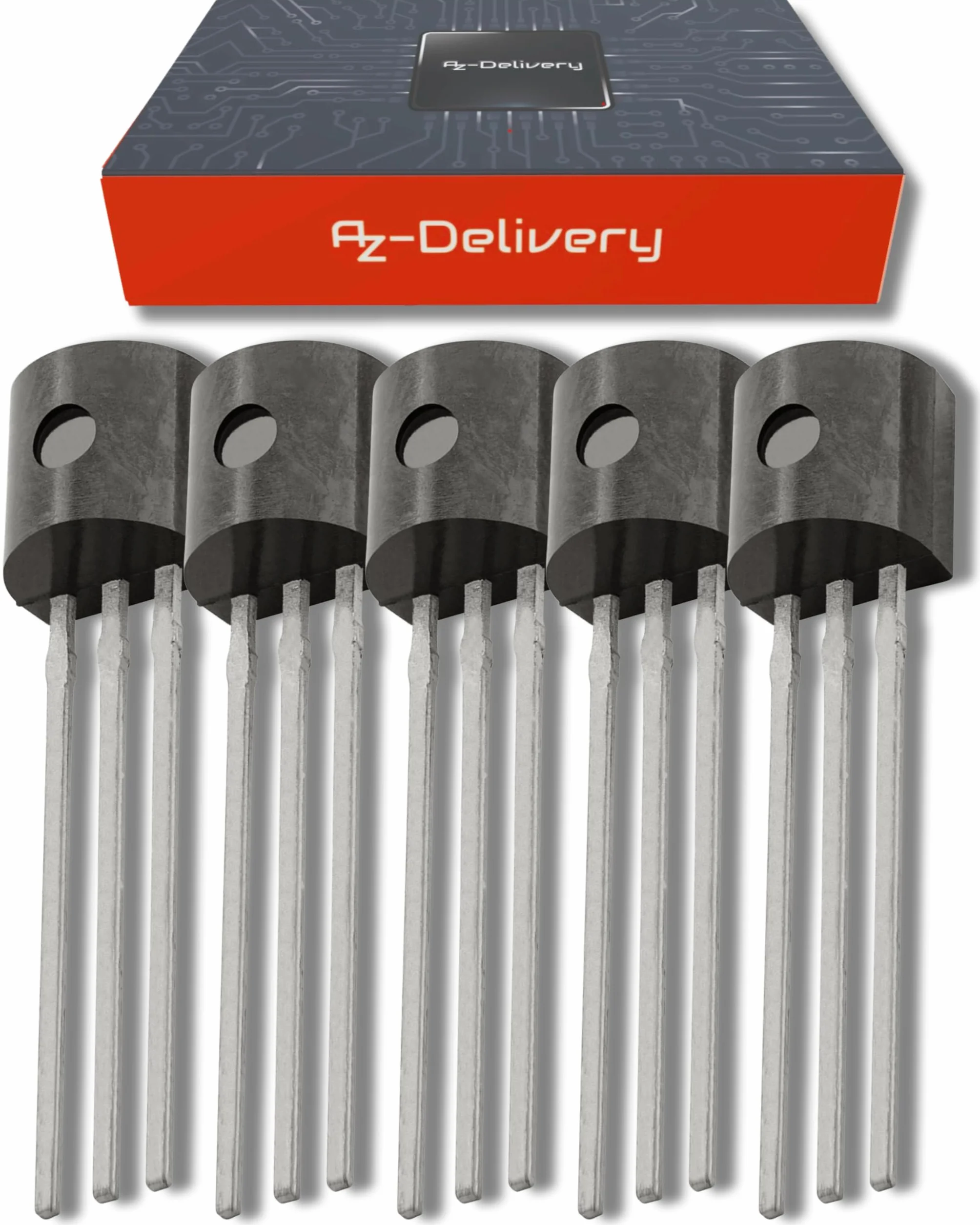 AZDelivery 3 x DS18B20 Cyfrowy Czujnik Temperatury TO92-55°C - +125°C kompatybilny z Arduino i Raspberry Pi, w tym E-Book!
