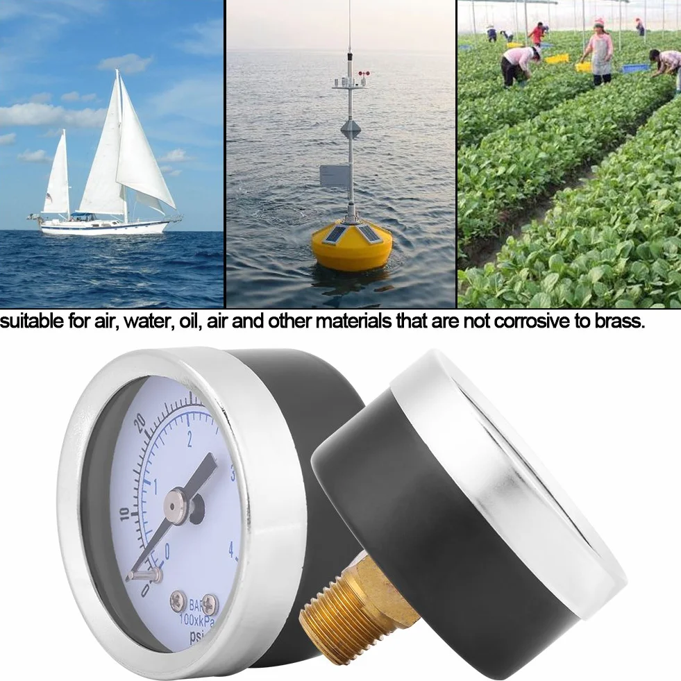 Luftdruckmesser, 0-60 psi 0-4 bar 1/8"BSPT Manometer Manometer für Wasser Luft Öl Messgerät