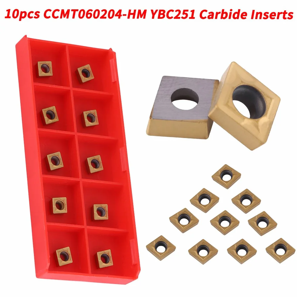 CCMT060204 Płytki wymienne, 10 szt. Powlekane cyną frezy z węglików spiekanych CNC Wymienne płytki frezarskie do tokarek Narzędzia tokarskie z pudełkiem na stalowe półostrza