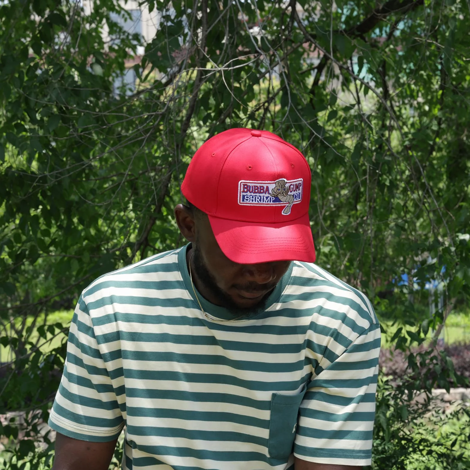 Bubba Gump Baseball Cap regulowana czapka z krewetkami, haftowana guma leśna