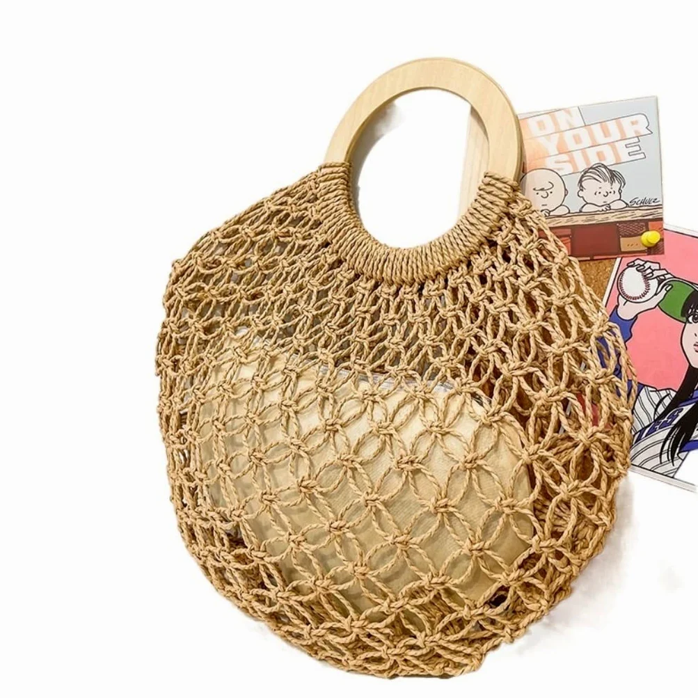 Torby Słomiane Summer Beach Hollow Out Damska Słomiana Torebka Na Co Dzień Przenośna Pleciona Torba Z Siatki Z Wewnętrzną Kieszenią Torebki Słomiane Damskie(Beige)