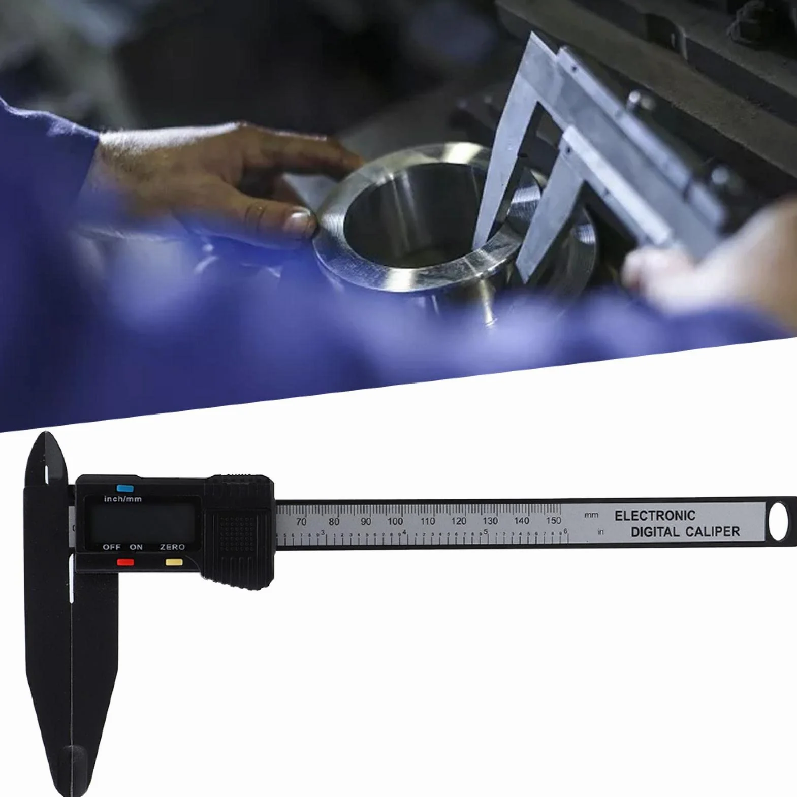 Cyfrowa suwmiarka elektroniczna 150 mm/300 mm, narzędzie pomiarowe suwmiarki z długim narzędziem pomiarowym, z dużym ekranem LCD, funkcja automatycznego wyłączania i cale (150 mm)