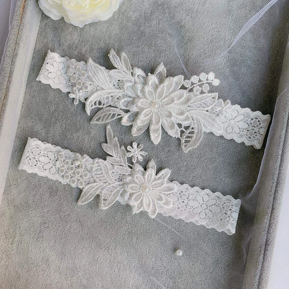Pas Panna Młoda Podwiązka Elegancka Elastyczna Koronka Noga Zespół Ozdoby Accessary Udo Pierścień Pas Do Pończoch Zestaw Wedding Bridal Shower Party Dobrodziejstw