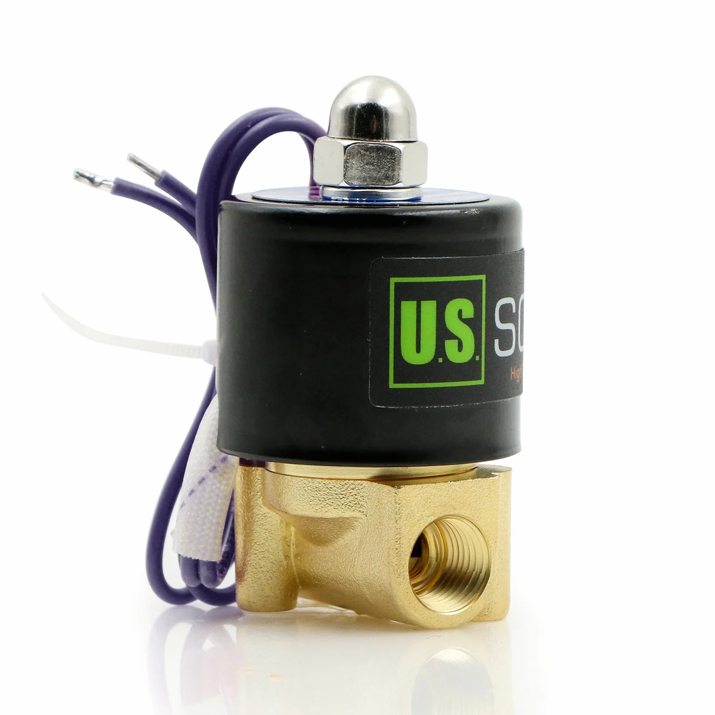 U.S. Solid 12V DC 1/4" G Elektryczny Zawór Elektrozawór Mosiądz Normalnie zamknięty "NC" Solenoid napęd bezpośredni Air Water Oil