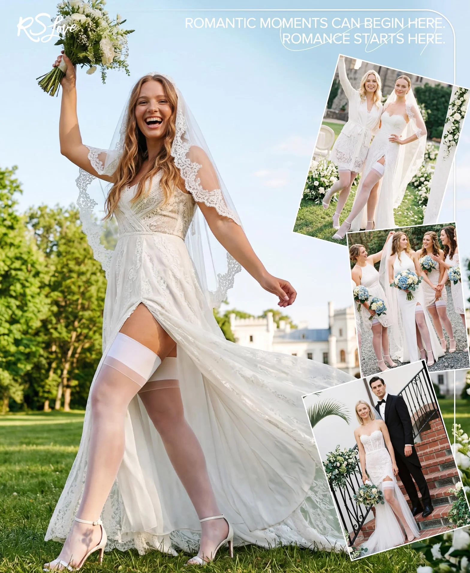 RSLOVE Damskie pończochy samonośne – seksowne pończochy z antypoślizgowym silikonem, eleganckie pończochy nylonowe do podwiązek