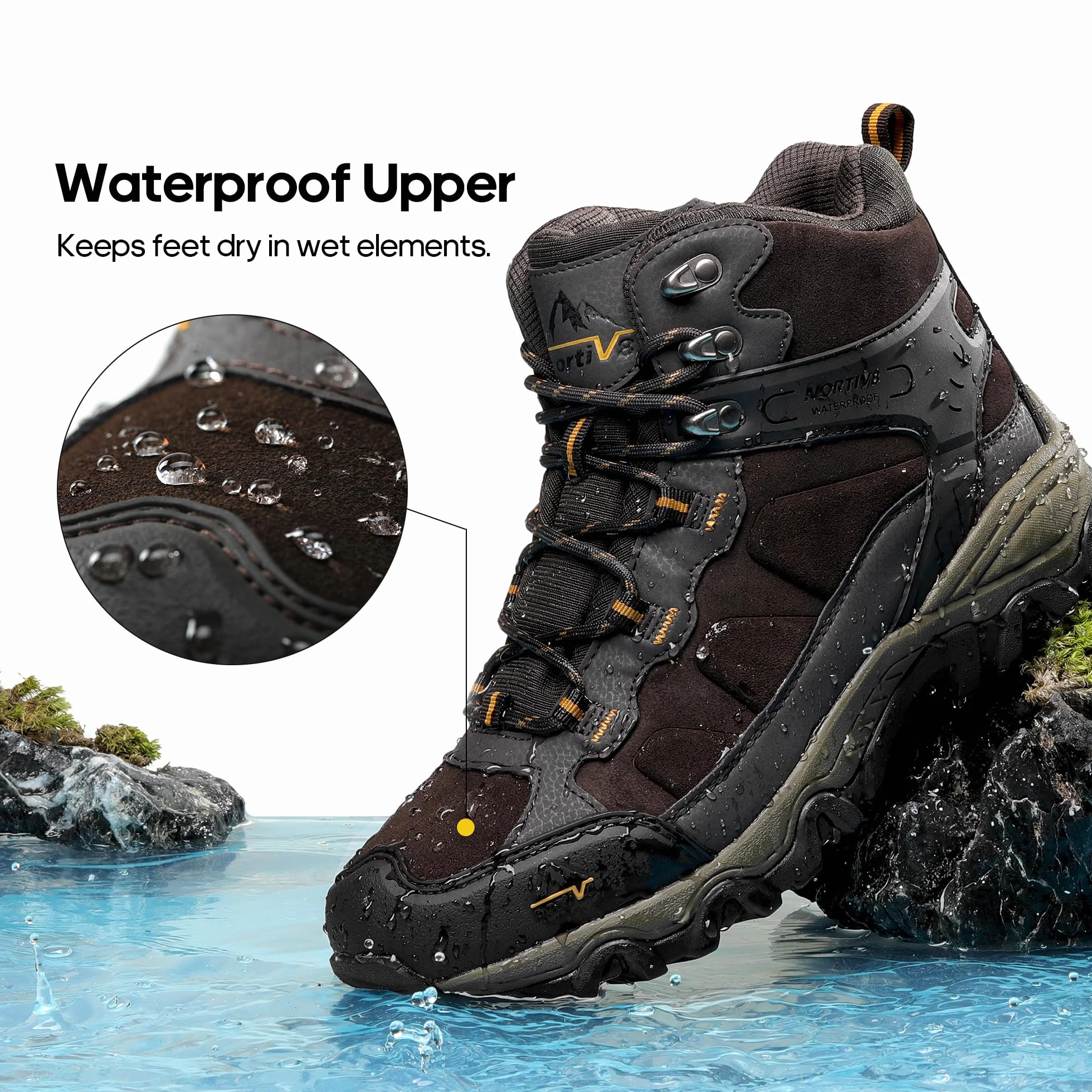 NORTIV 8 Męskie buty turystyczne wodoodporne Mid Trekking Backpacking JS19004M