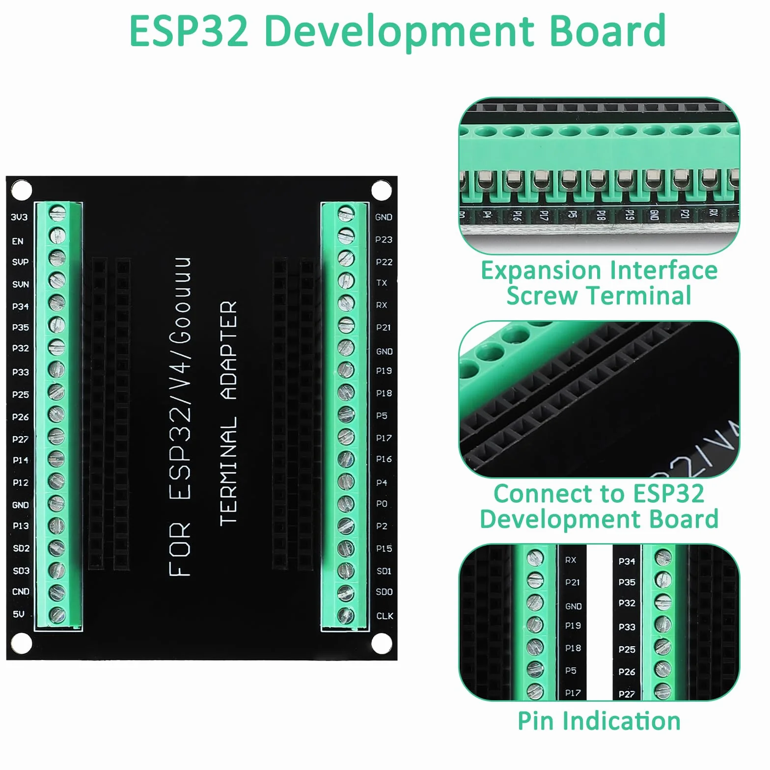 TNSLAND Zestaw 3 szt. ESP32-WROOM-32 Breakout Board 38PIN Shield GPIO 1 w 2 do 38pin ESP32 deska rozwojowa ESP32 Wroom Board Terminal Adapter rozszerzenie