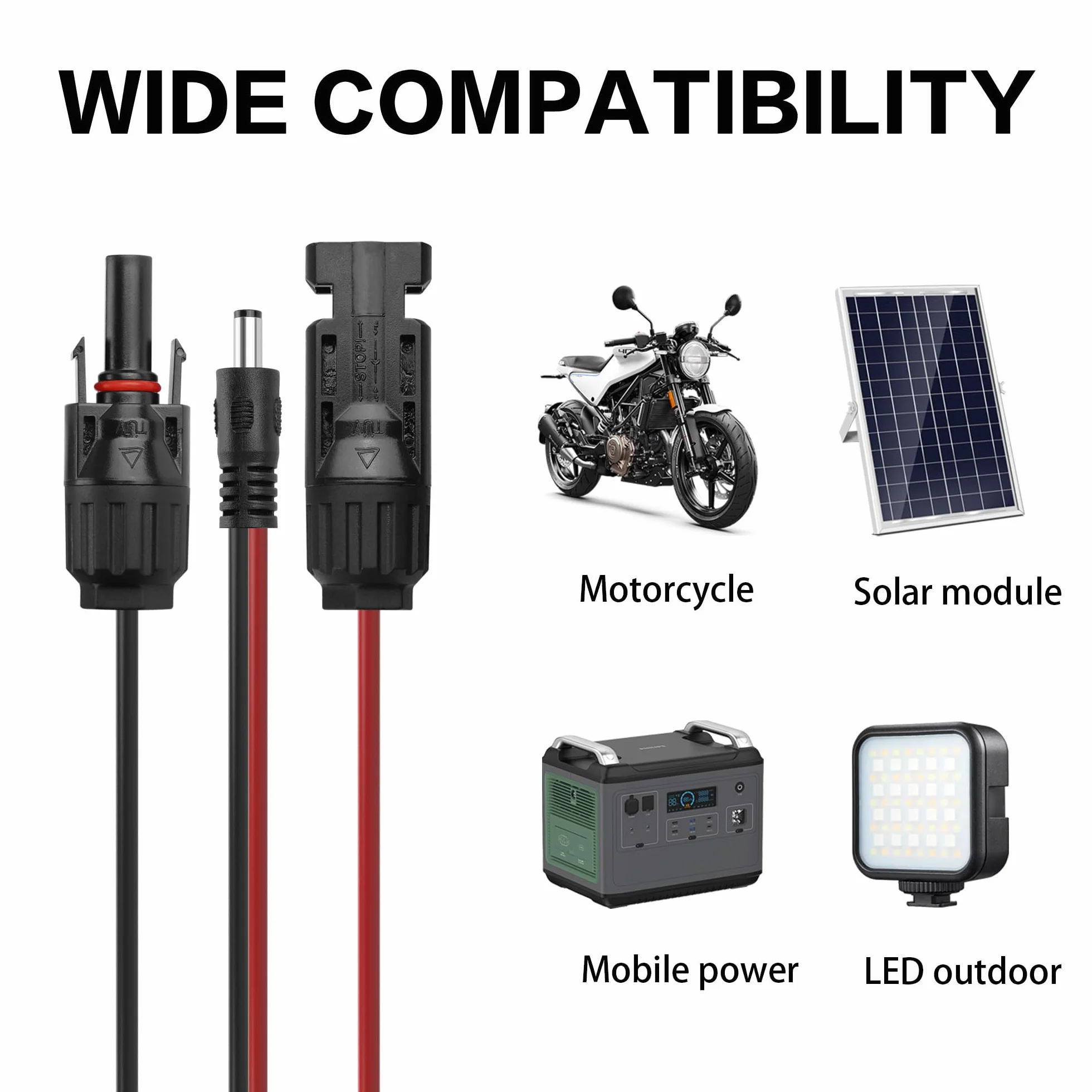 YACSEJAO Złącze panelu słonecznego do DC 5,5 x 2,1 mm, kabel przedłużający Power Extension, 16 AWG, panel słoneczny do kabla do ładowania DC, ładowarka do paneli słonecznych i przenośnego generatora
