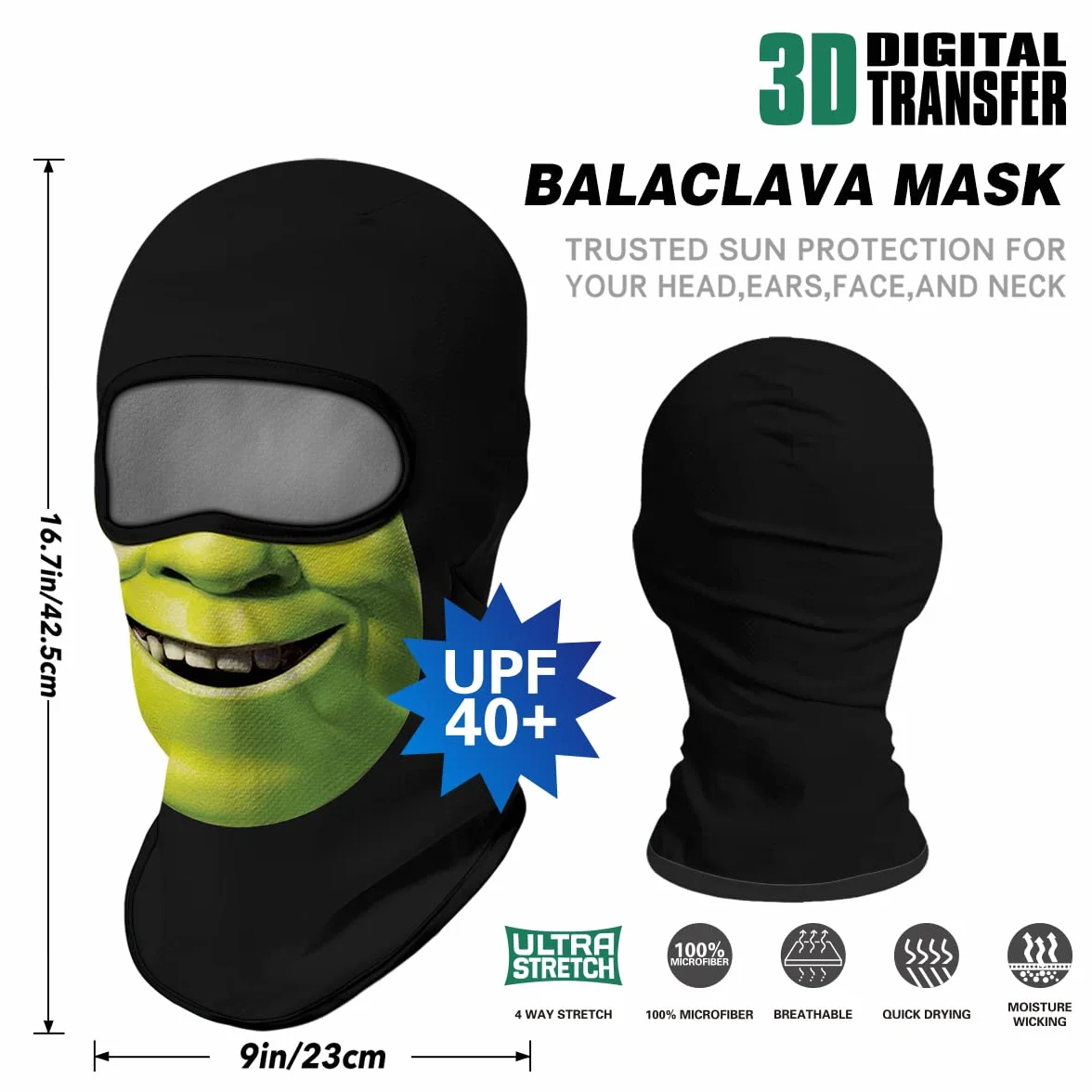 ShopINess Unisexowa na Zimę Kominiarka z Nadrukiem 3D - Shrecky