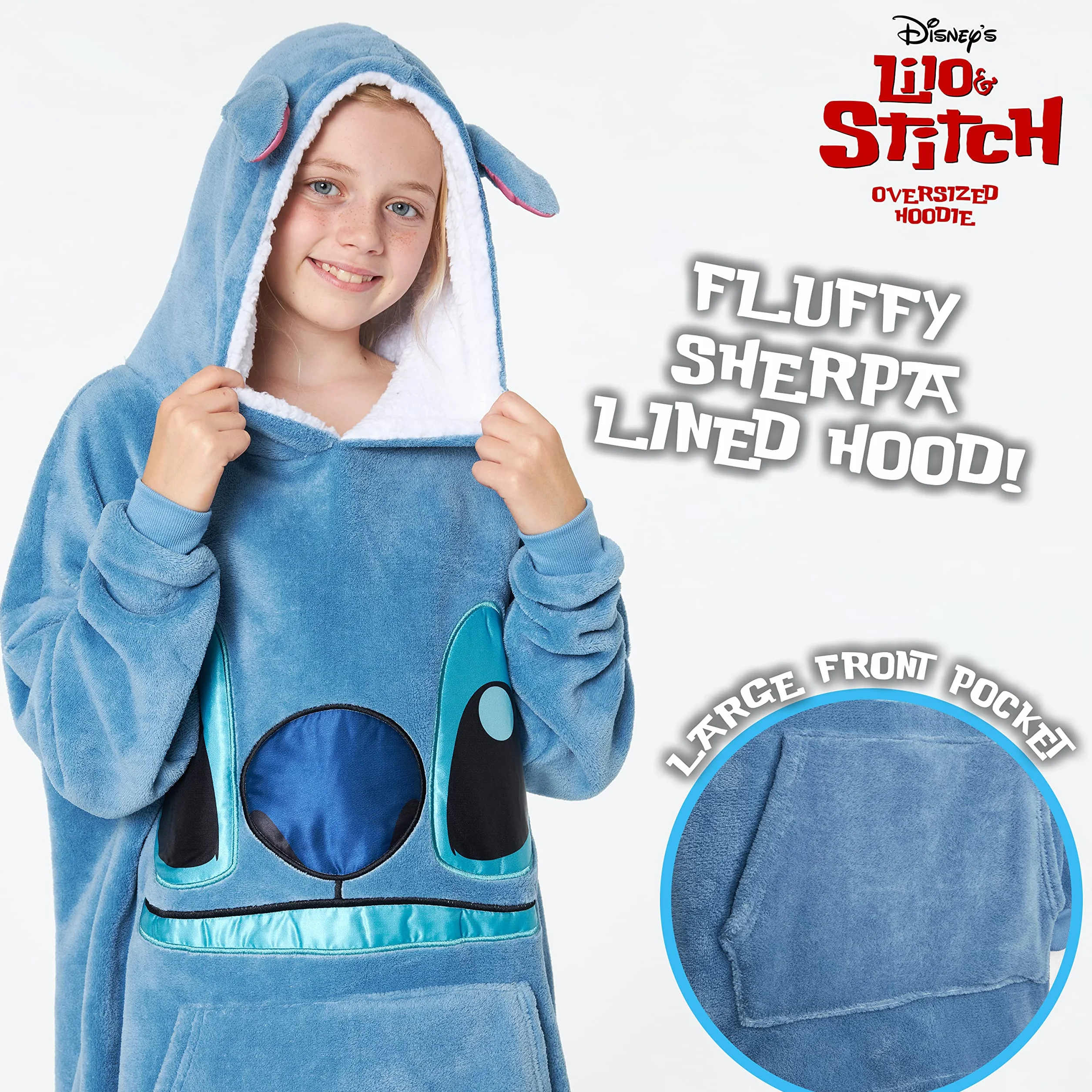 Disney Bluzy dla dziewczynek, dziecięca bluza z kapturem oversize, Stitch Minnie Mickey Disney Gifts