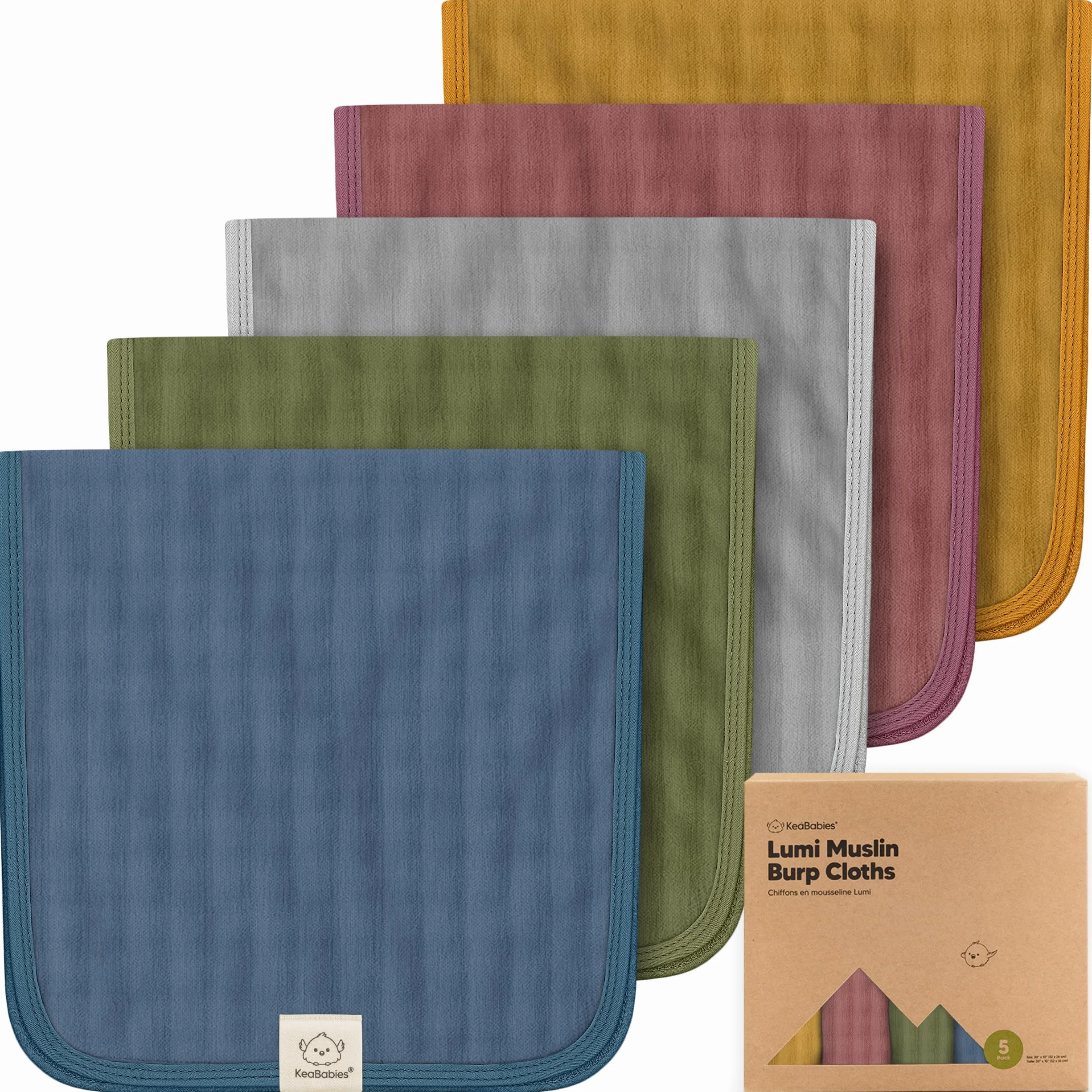 5-Pack Muslin Burp Cloths for Baby Boys, Girls - Baby Burp Cloths, Burp Clothes for Baby Girl, Boy, Neutral Burping Cloths for Babies, Burp Rags, Viscose from Bamboo Cotton Burp Cloth (Corals)
