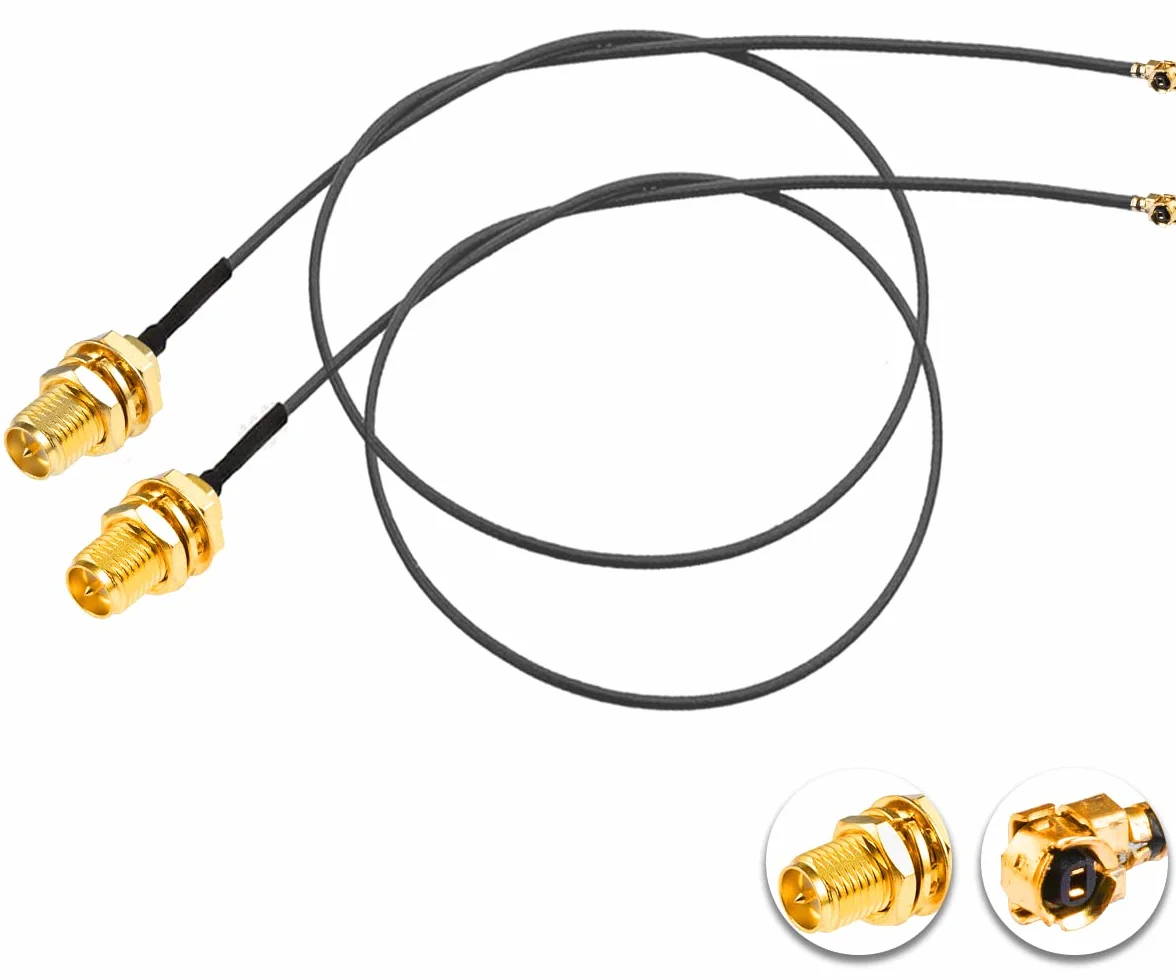 Vecys 2PCS U.F.L.1 do RP-SMA żeński Kabel Koncentryczny o Niskiej Stratności 12"/30CM U.F.L.1 1.13mm Mini-koncentryczny Kabel Pigtailowy do Routerów Bezprzewodowych Mini Karty Sieciowe PCIE PCI