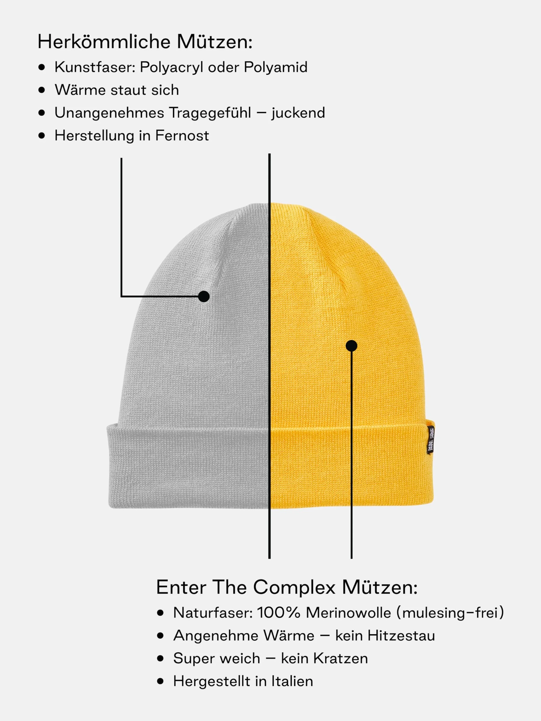 Enter the Complex® Lekka czapka z merynosów, jednowarstwowa dzianina Slouch Beanie, 100% wełna z merynosów, dla kobiet i mężczyzn, inne kolory