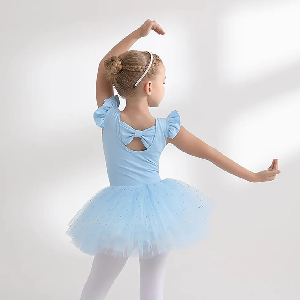 Dziewczęca sukienka baletowa spódnice tutu dla dziewczynek 4-warstwowe tiulowe body do tańca baletowego Leotard sukienka gimnastyczna z krótkim rękawem balerina dla dziewczynek