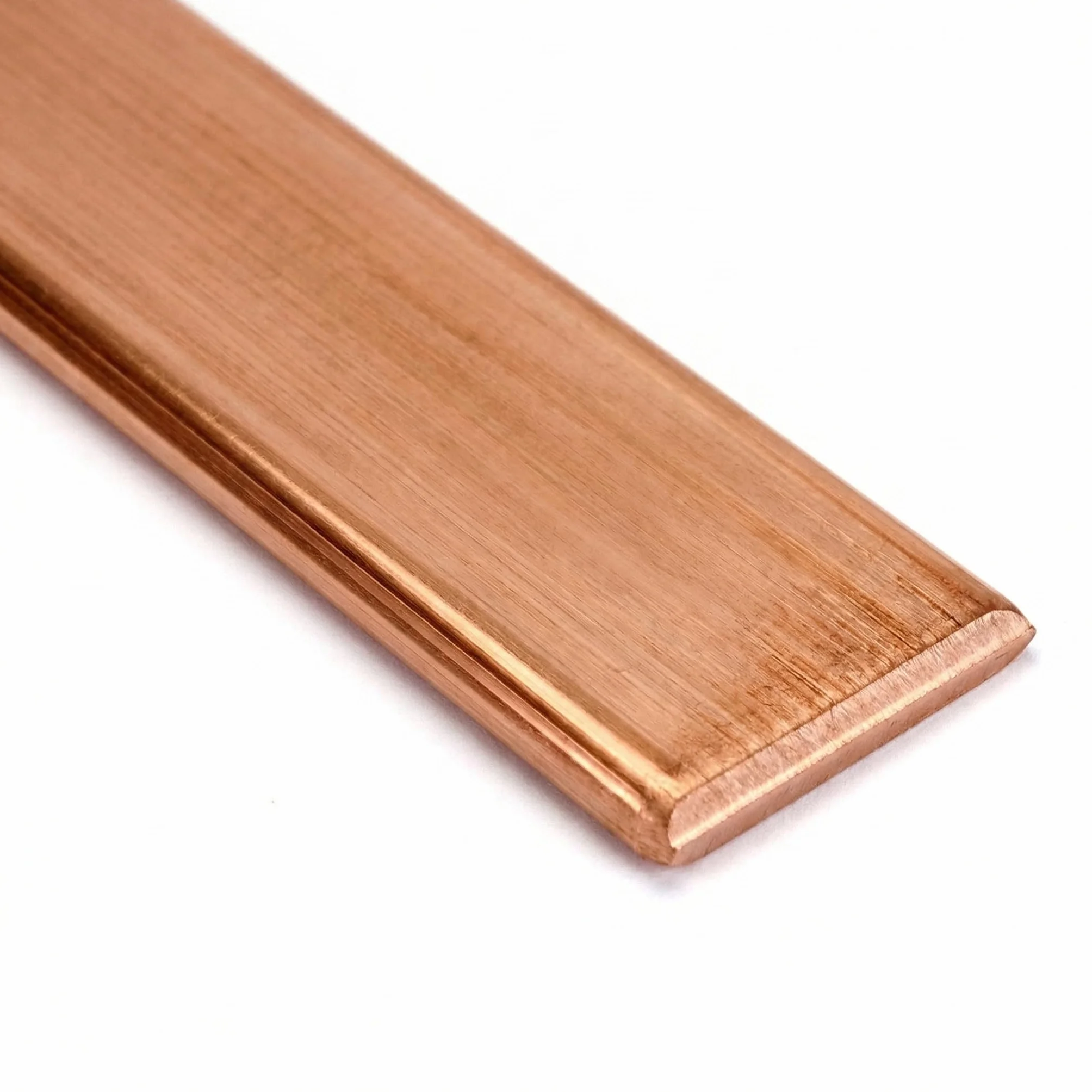 Blacha miedziana QWORK T2, 3mm x 15mm x 250mm Cu Metalowy płaskownik, fioletowy miedziany pręt do projektów elektrycznych, przemysłowych i DIY