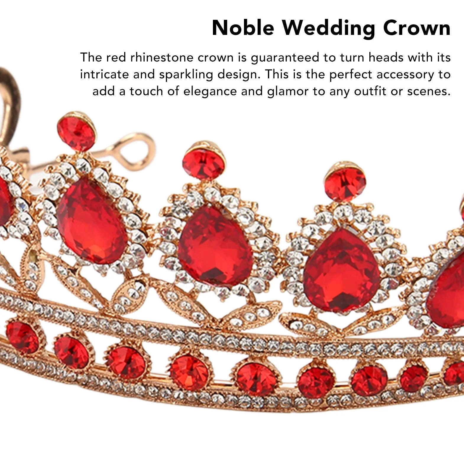 Vofler Queen Tiara, czerwona kryształowa korona dla panny młodej, ślubna ozdoba do włosów, bal absolwentów, bal kostiumowy, z grzebieniami, luksusowa