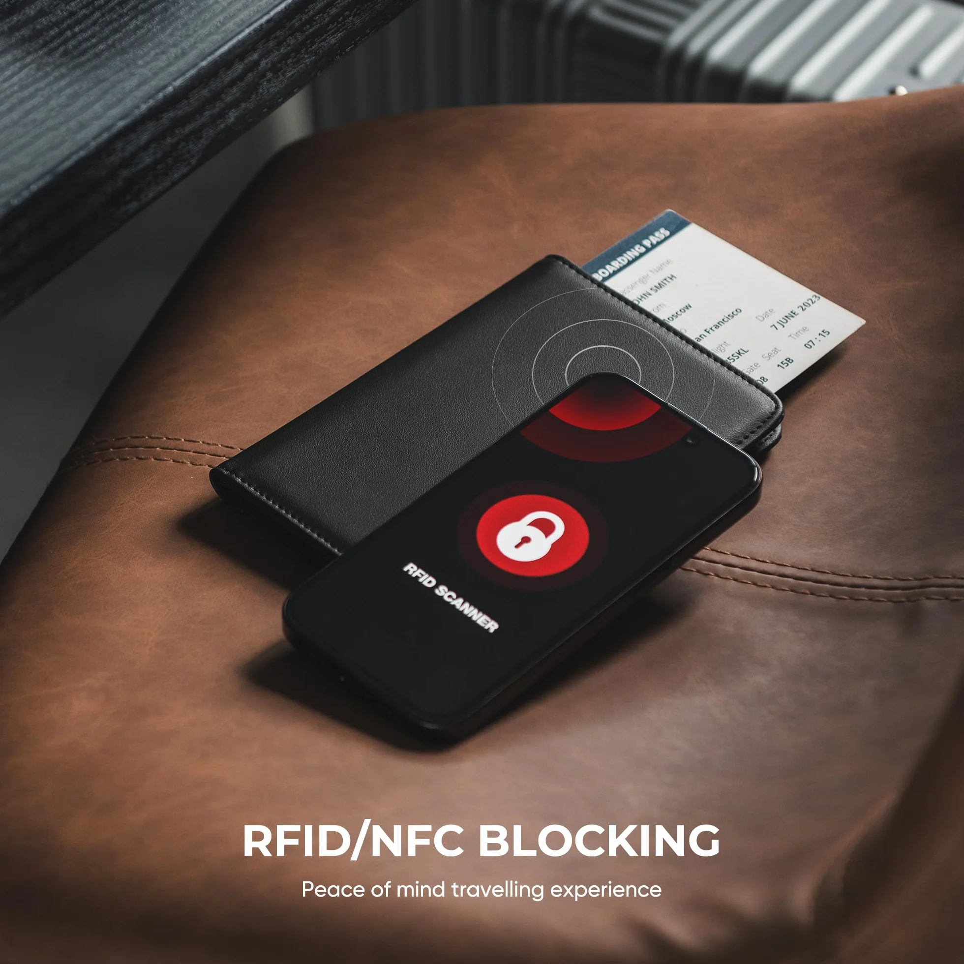 VULKIT Skórzany Portfel Podróżny z Uchwytem na AirTag RFID Blokada