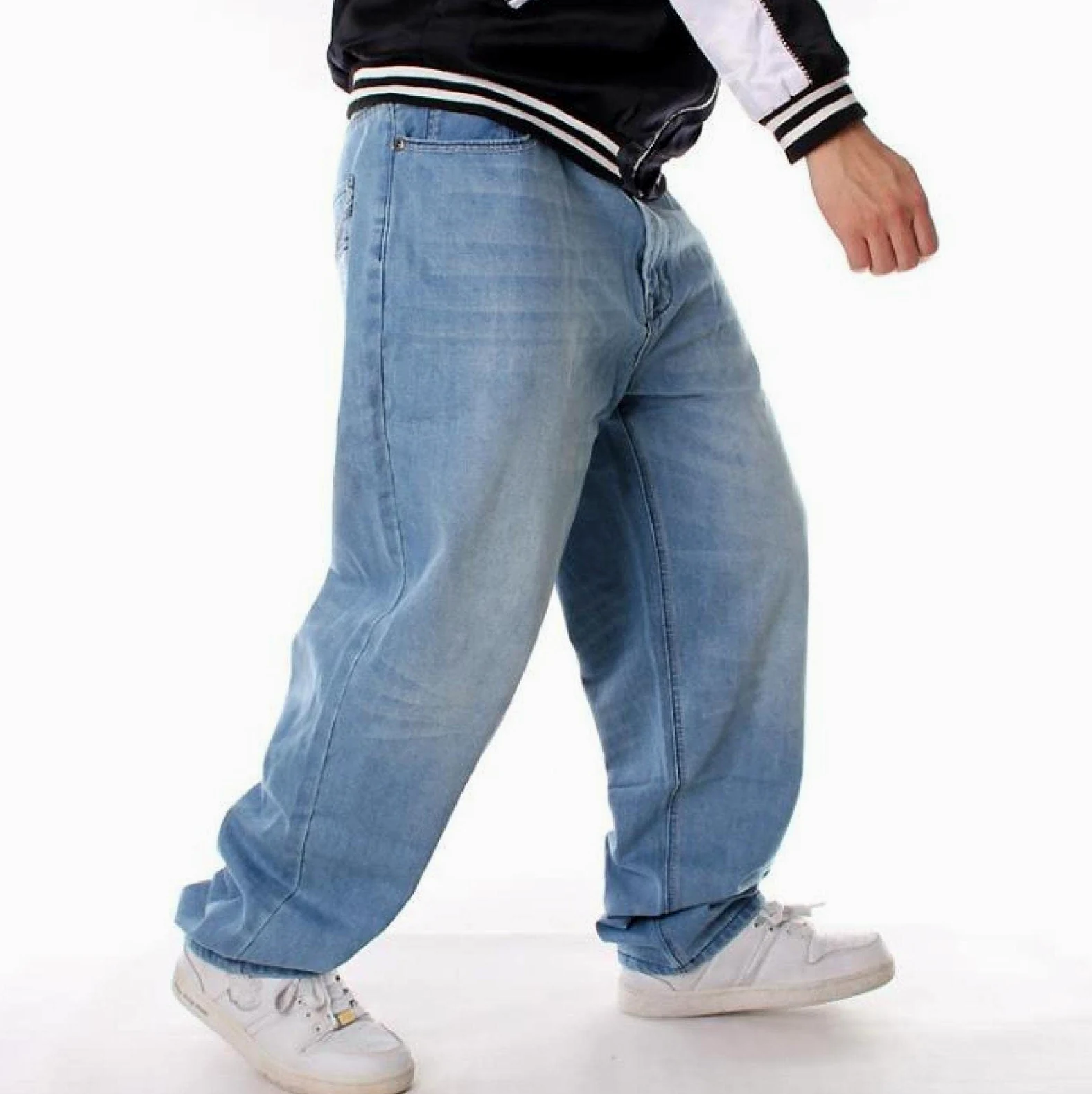 Dżinsy męskie spodnie na co dzień luźne plus size męskie dżinsy workowate spodnie na deskorolkę hiphop mężczyźni chłopcy wiele kieszeni denim hip hop rapy spodnie cztery pory roku