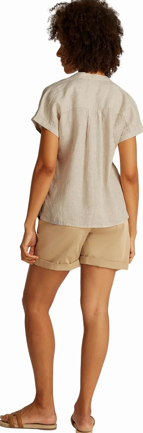 Tommy Hilfiger ESS lniana bluzka bez kołnierza S/S WW0WW44715 Kobiety Ess Linen Collarless S/S Blouse Ww0ww44715