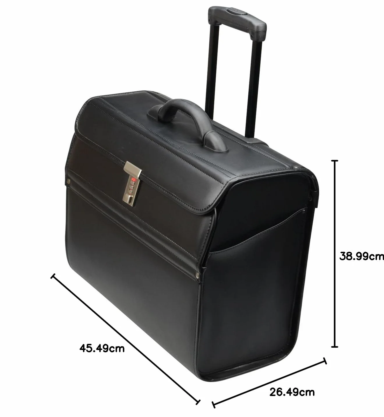 Alassio 45033 - Walizka pilotka MONDO, wykonana z wytrzymałej imitacji skóry, ok. 46 x 38 x 22 cm, czarna, czarny, 46 mm, Walizka pilotka