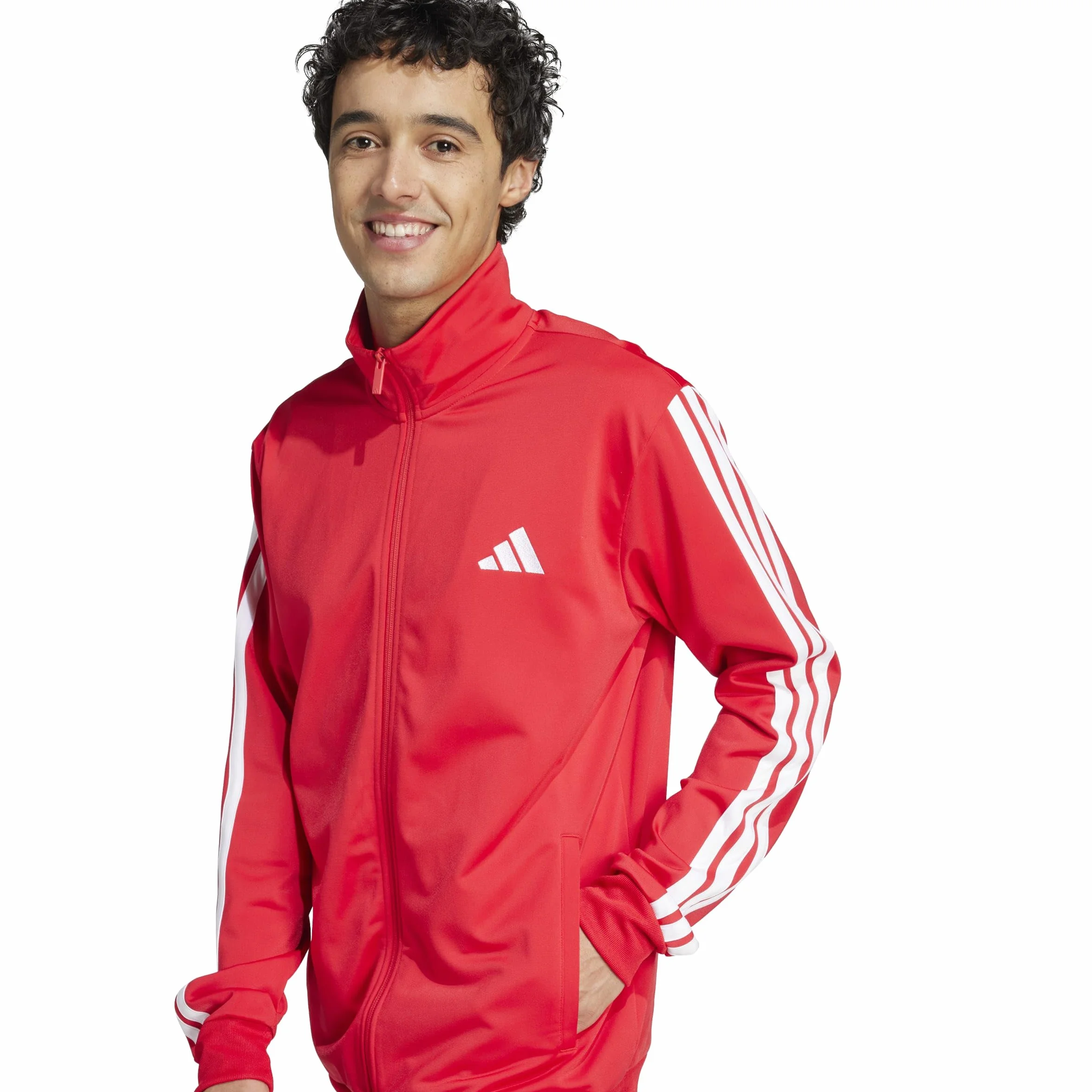 Adidas Sportswear Basic 3 Stripes Tricot Tracksuit Pure Ruby White L