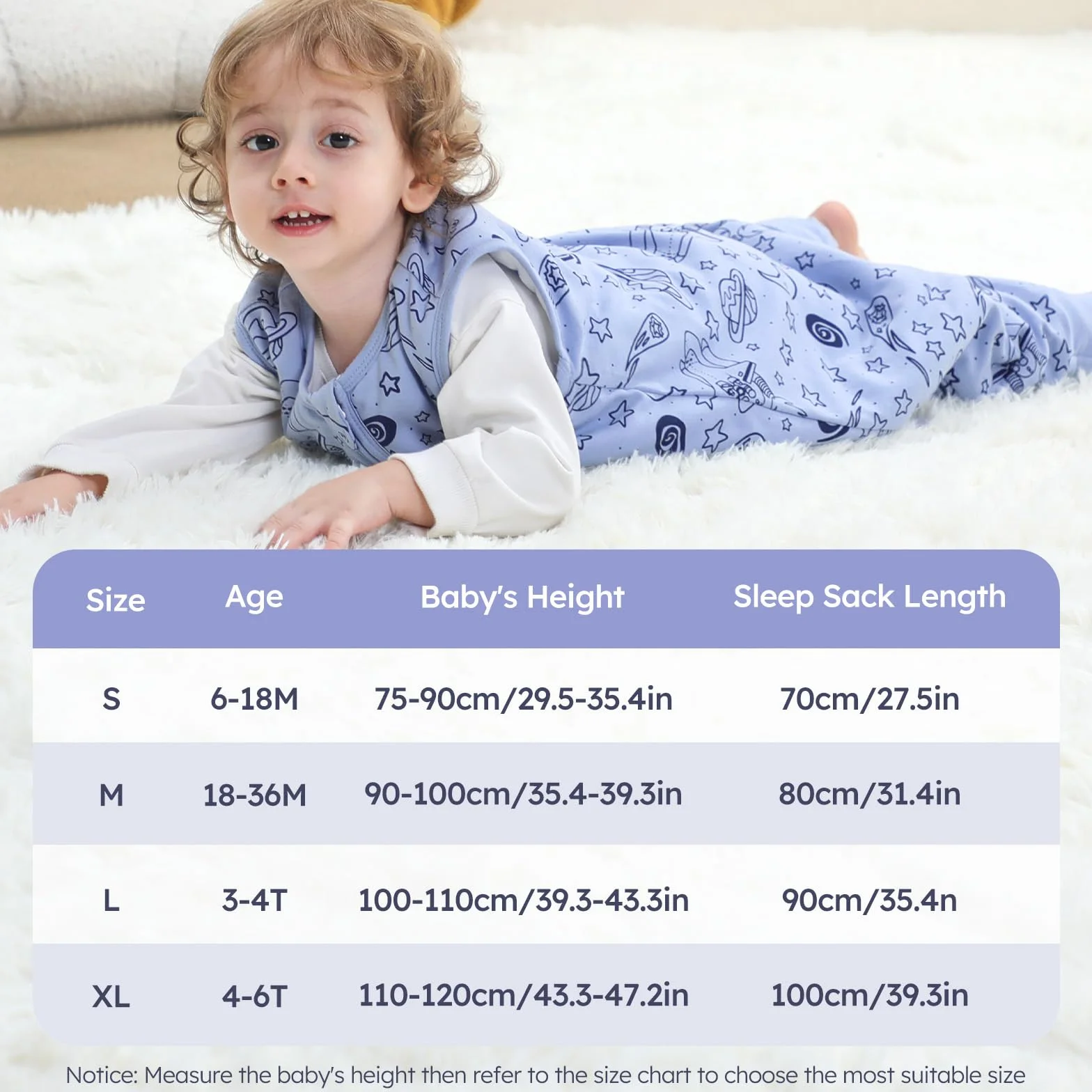 Unnivoll Śpiworek dla niemowląt z nogawkami 1,5 tog, 2-pack, śpiworek dla niemowląt z bawełny na cały rok, śpiworek z nogawkami, miękki śpiworek dla niemowląt 80 cm dla chłopców i dziewczynek