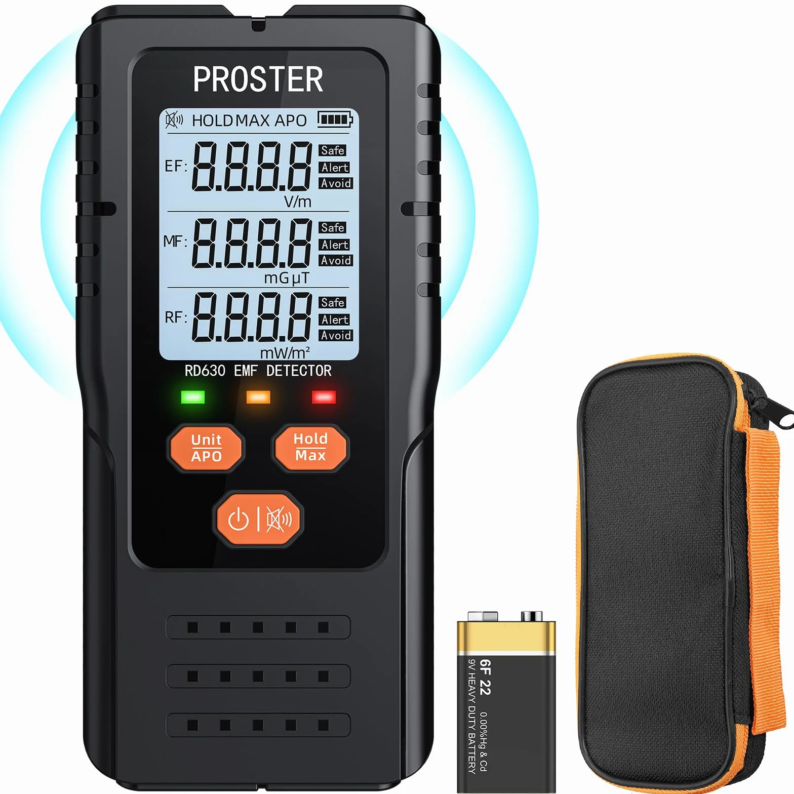 Proster EMF cyfrowy detektor promieniowania 3 w 1 do pól elektromagnetycznych EF RF MF, maszt komunikacyjny 5G, detektor sygnału WiFi do inspekcji EMF w domu i w biurze oraz polowania na duchy
