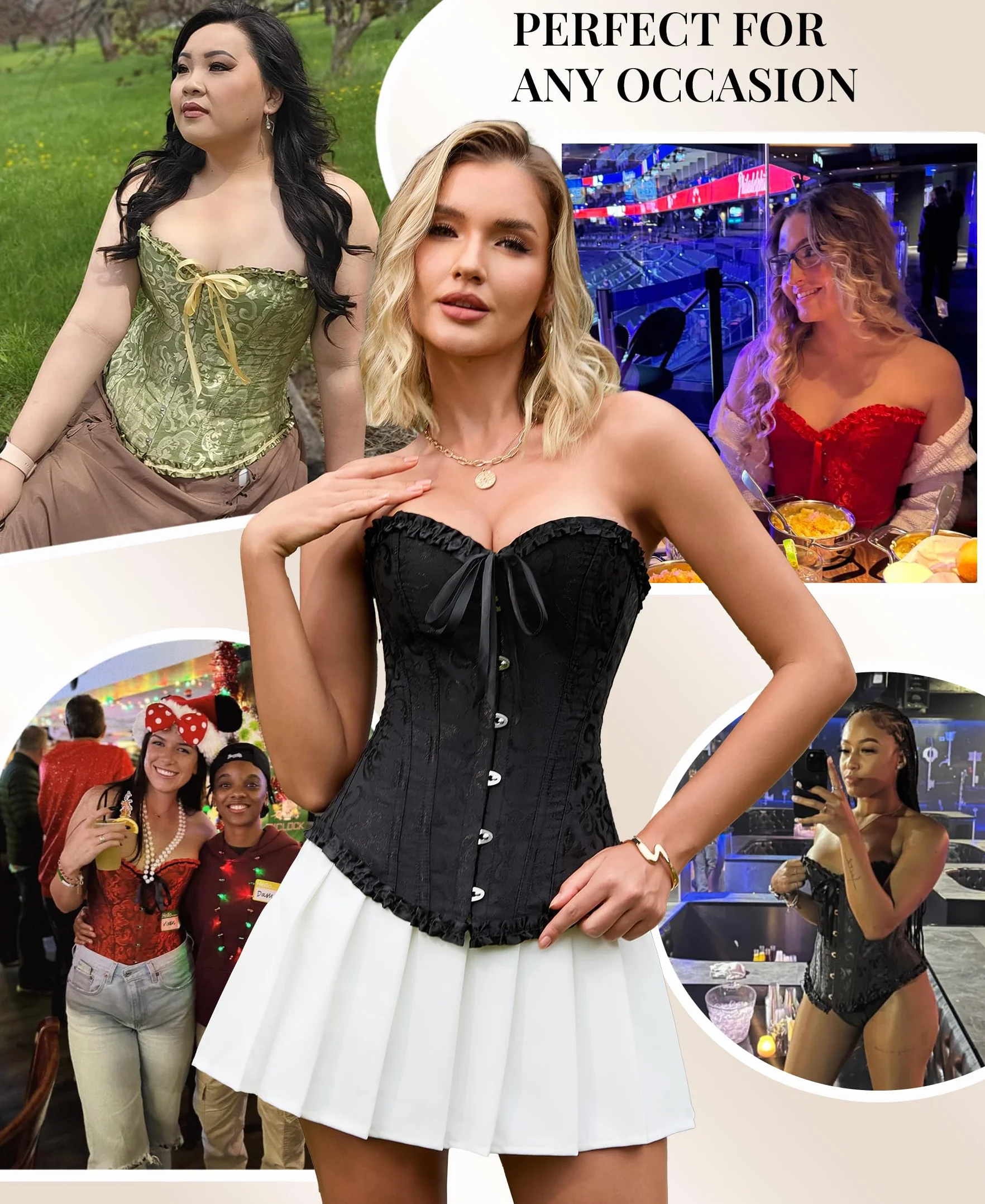 SZIVYSHI gorset damski z pełnym biustem, gotycki, vintage, gorset