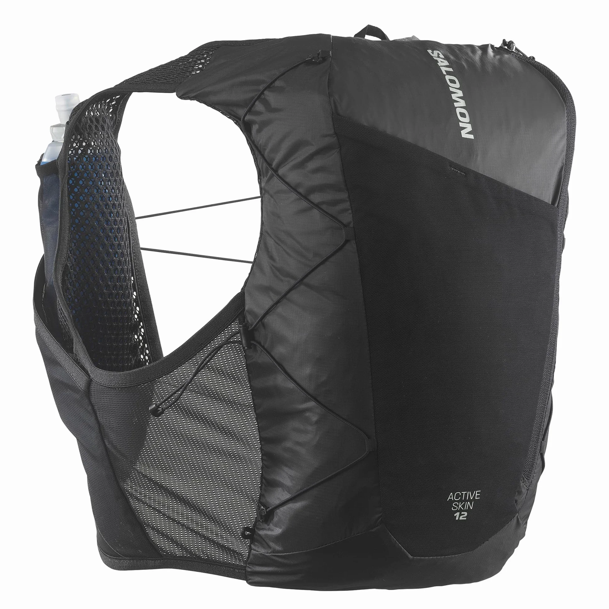 Salomon Active Skin 12 Unisex kamizelka do biegania szlak turystyczny z butelkami w zestawie, 12 l, łatwe nawodnienie, precyzyjne dopasowanie i zoptymalizowane przechowywanie