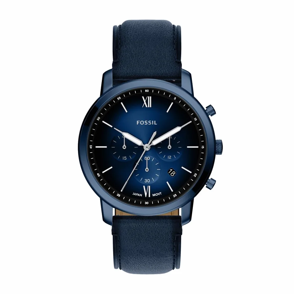 Fossil Neutra FS6168 męski zegarek ze stali nierdzewnej 44 mm, niebieski
