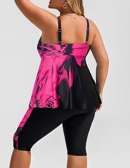 Hanna Nikole Tankini damski duży rozmiar, wyszczuplający brzuch, moda kąpielowa, push up, tankini, dwuczęściowy zestaw, wysoka talia, letnie stroje kąpielowe, tankini, górna część z szortami