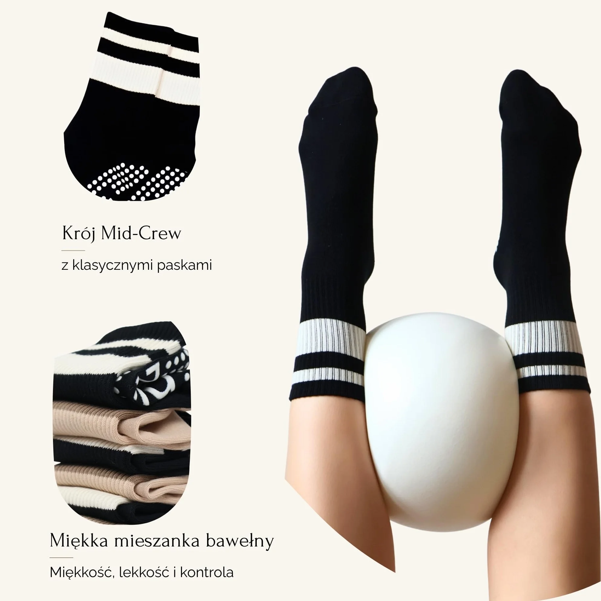 Skarpetki antypoślizgowe do pilatesu – ultra mocny grip, stabilność i komfort – idealne do treningu w domu, do jogi i fitnessu – grip socks – Elkä