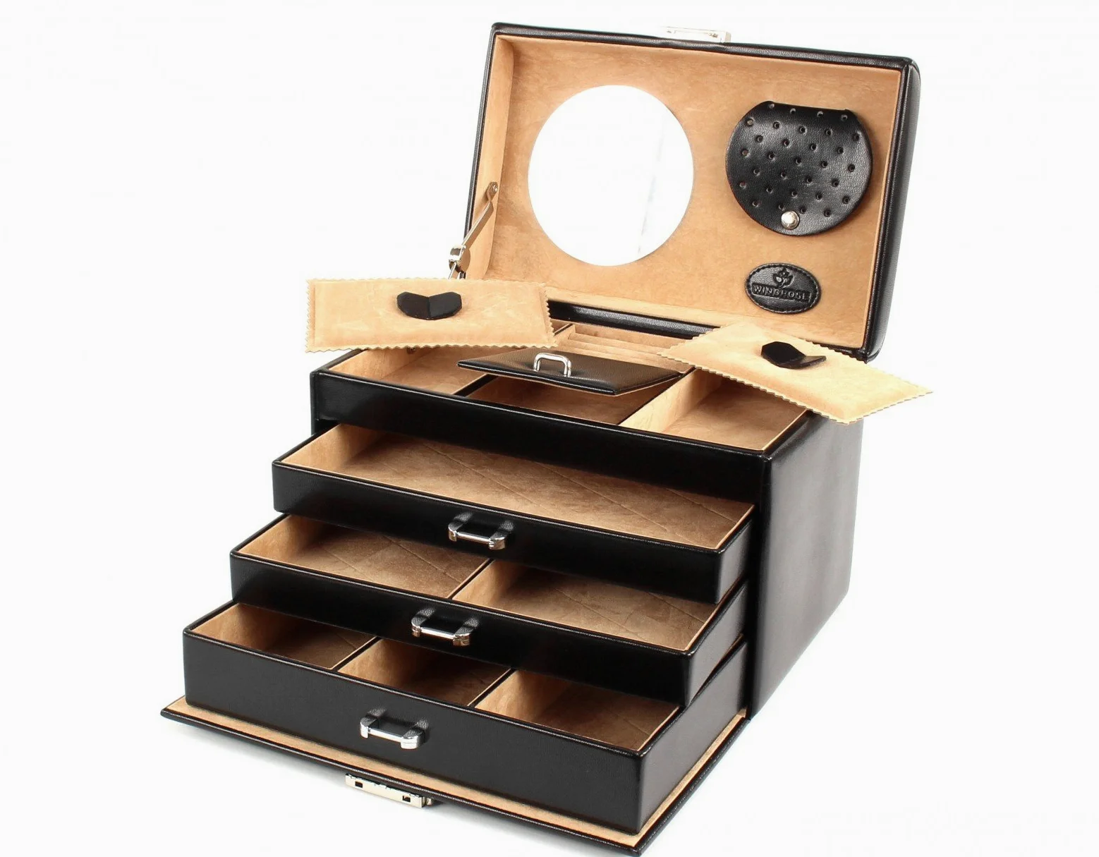 Windrose Szkatułka na biżuterię Merino Moda Jewelry Box Black czarna