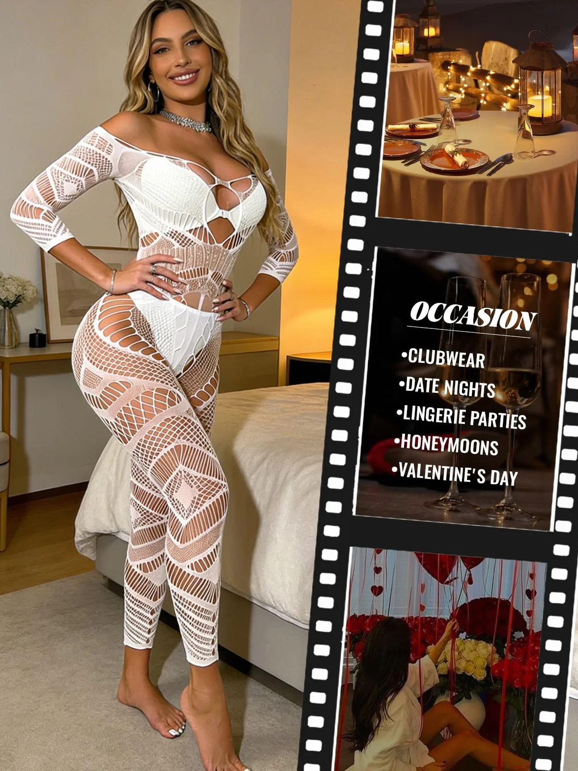 Buitifo Damskie rajstopy z siateczki Crotchless Bodys Seksowne rajstopy dla kobiet