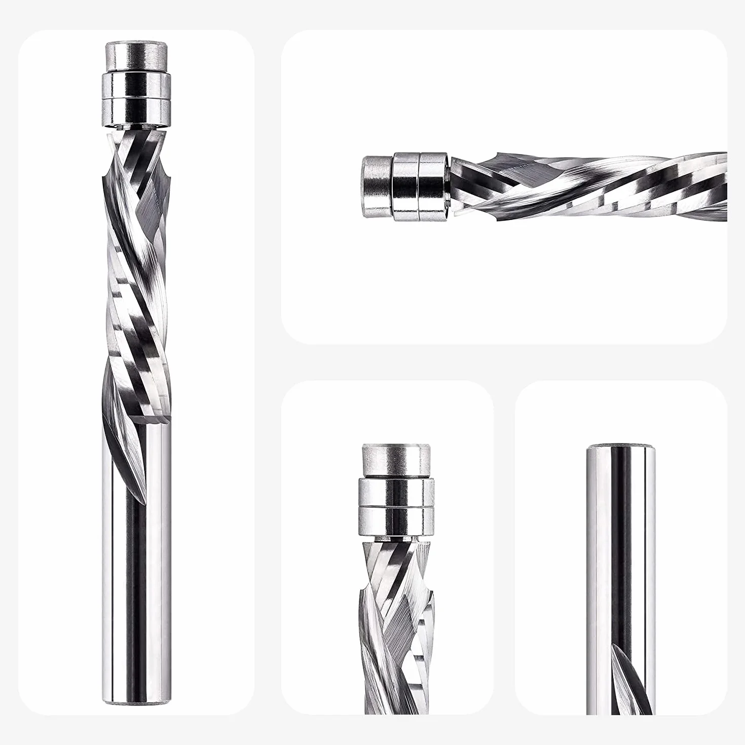 SpeTool Up&Down frez z podwójnym łożyskiem - 8 mm średnica nasadki, długość cięcia 32 mm - spiralna twarda metalowa kompresja rowkowa do drewna