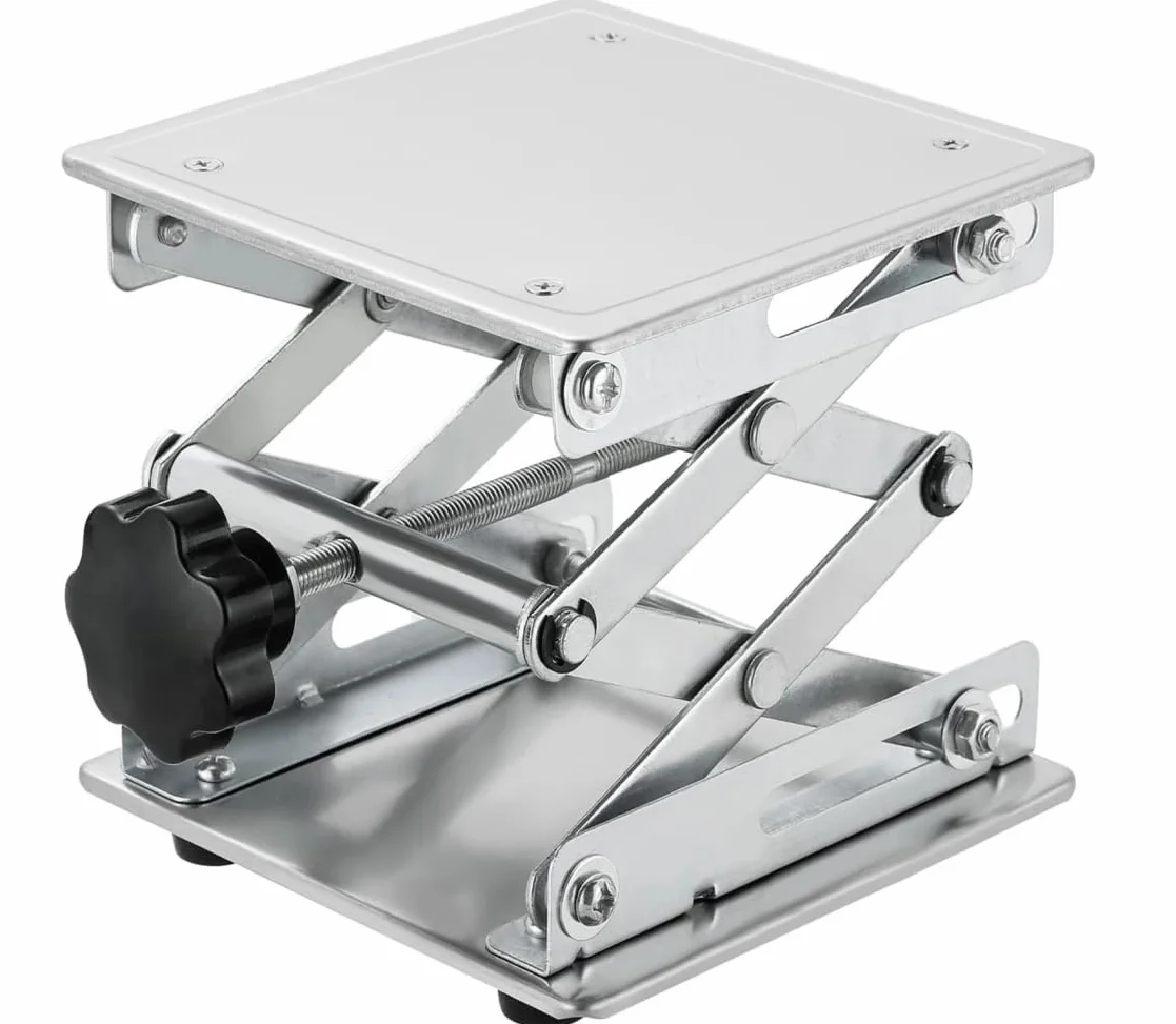 aleawol Ulepszony podnośnik laboratoryjny, 200 x 200 mm, stal nierdzewna, podnośnik nożycowy, platforma podnosząca, stół podnoszący, podnośnik nożycowy, zakres wysokości od 85 mm do 280 mm, nośność 15