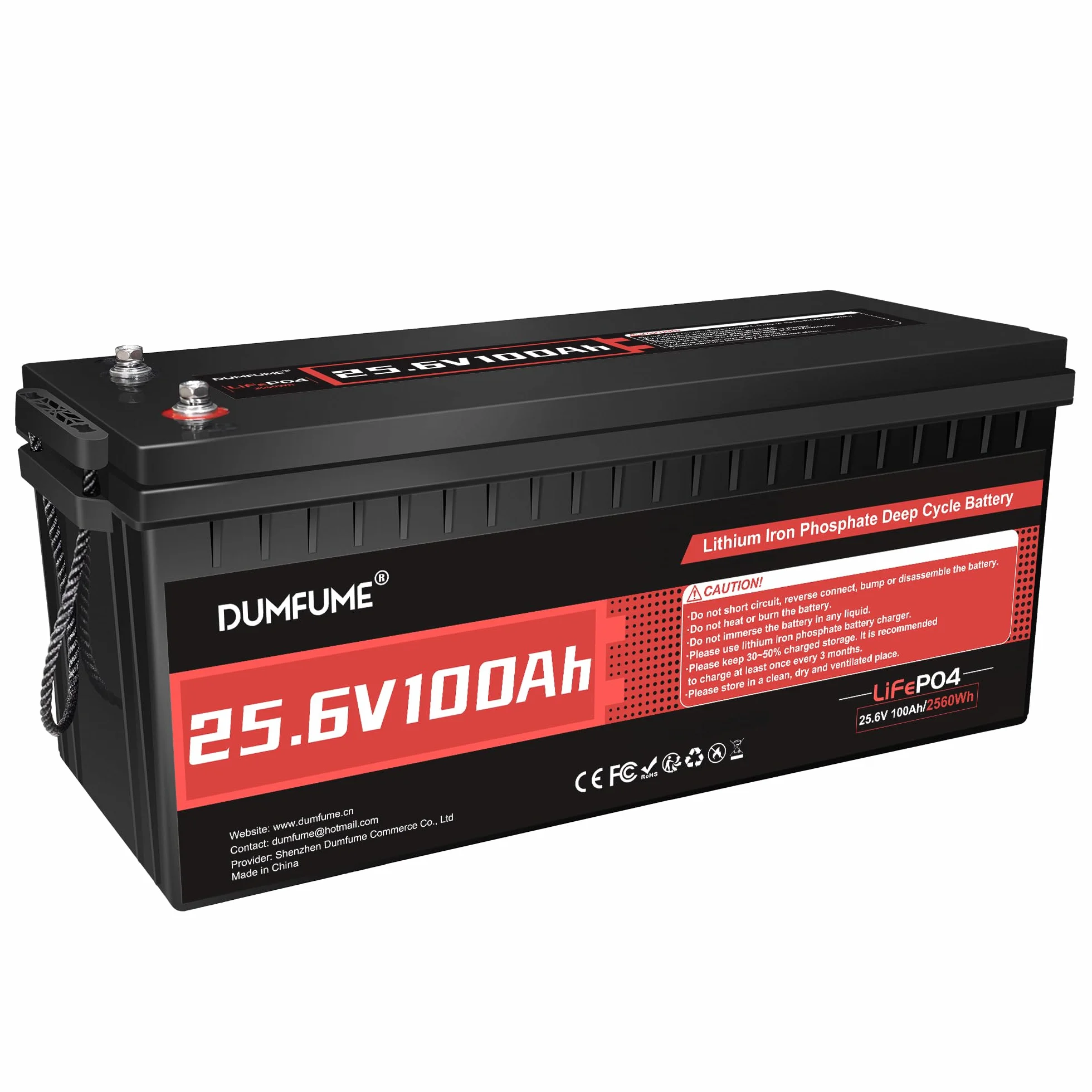24V 100Ah Bateria Litowa LiFePO4, Wbudowany BMS 100A, Moc 2560W, do 15000 Cykli, Idealna do Kampera, Fotowoltaiki, Systemów Off-Grid