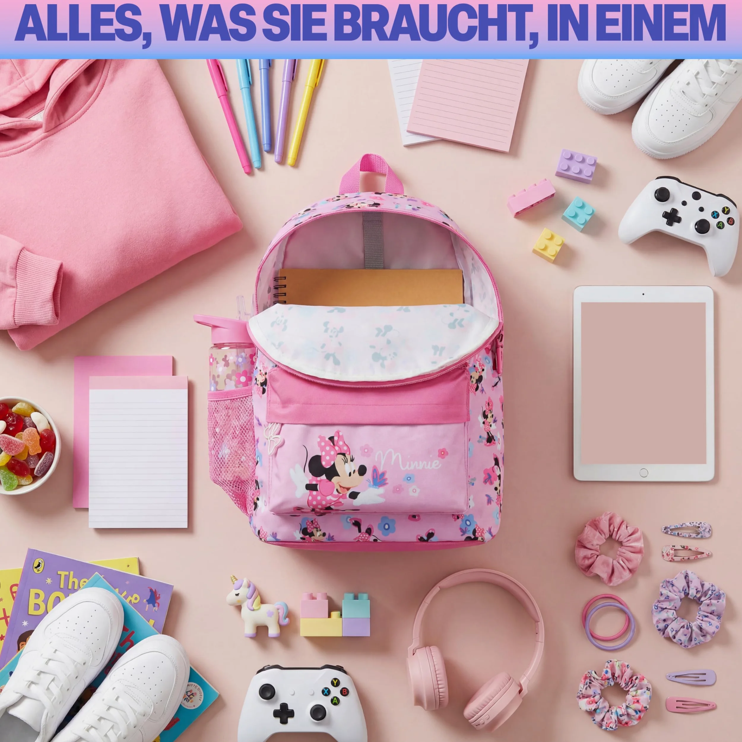 Get Trend Disney Kraina Lodu, Księżniczki, Myszka Minnie, Psi Patrol, zestaw plecaków dla dziewcząt, 2 szt., lekki plecak szkolny z butelką na wodę 500 ml, sportowa torba podróżna, duży plecak szkolny