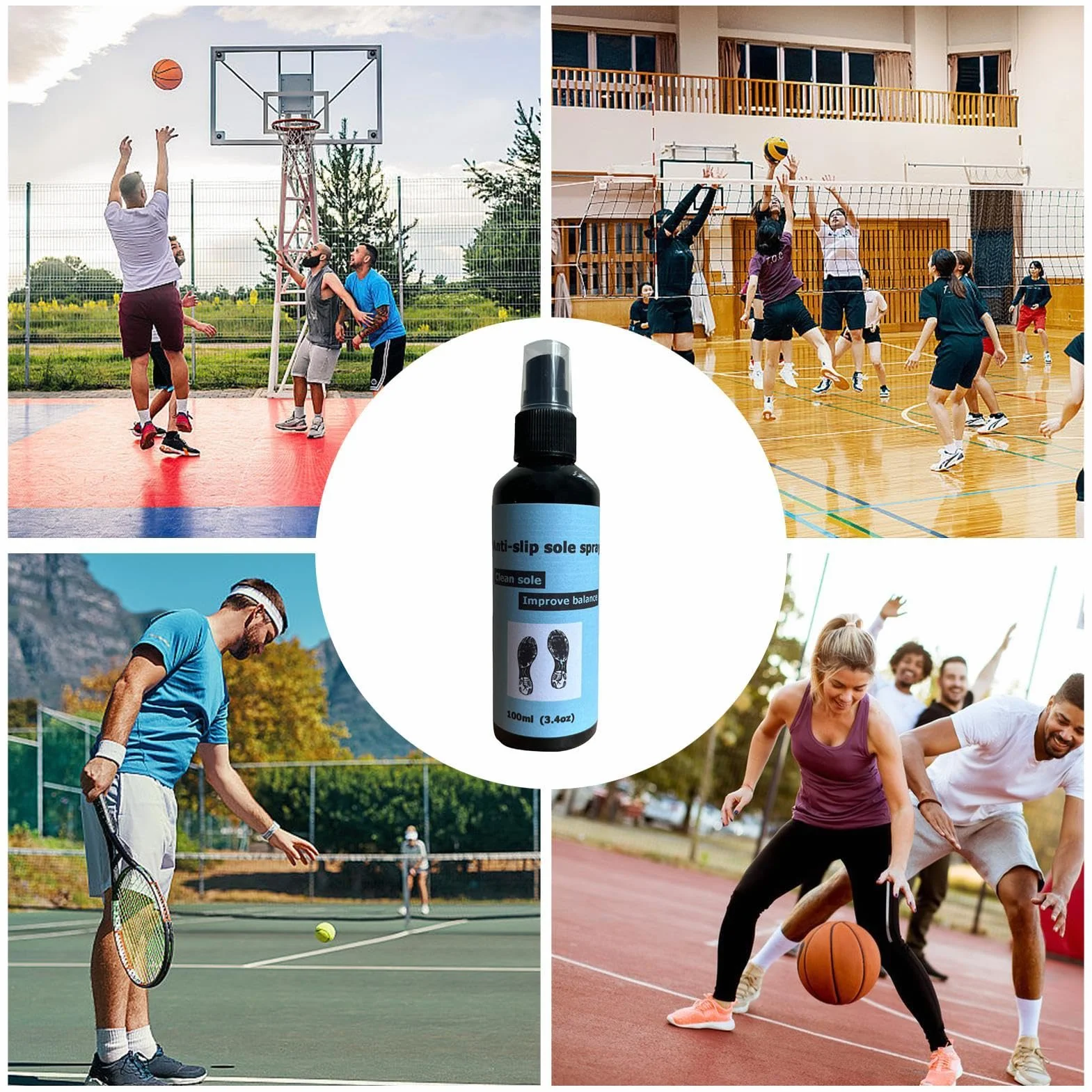 Generisch Antypoślizgowy spray do butów, 100 ml, spray ochronny do butów, ochrona podeszwy, poprawa przyczepności, antypoślizgowy spray do butów do koszykówki