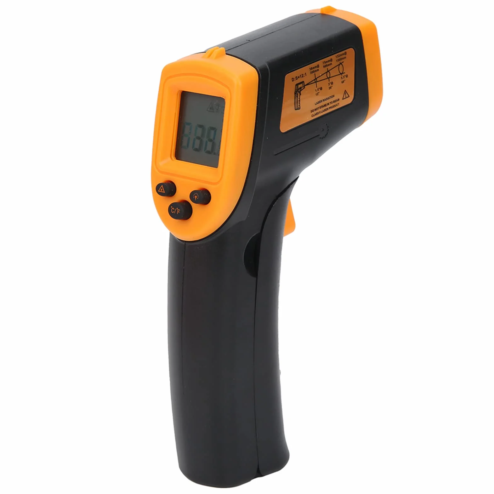 LCD Termometr na podczerwień Bezdotykowy Cyfrowy Pistolet do Pomiaru Temperatury Ręczny Miernik Temperatury Pistolet do Pomiaru Temperatury od -50 ℃ do 600 ℃ (Żółty)