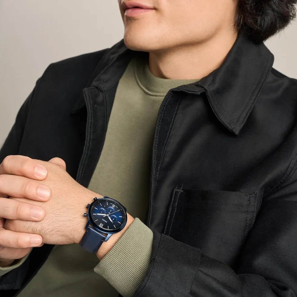 Fossil Neutra FS6168 męski zegarek ze stali nierdzewnej 44 mm, niebieski