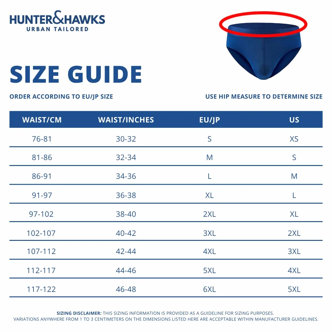 HUNTER&HAWKS Men's 4 pack Bamboo Briefs, S-6XL, Soft, Antibacterial and Breathable Underwear, Cool Dry Mens Briefs, Perfect Fitting